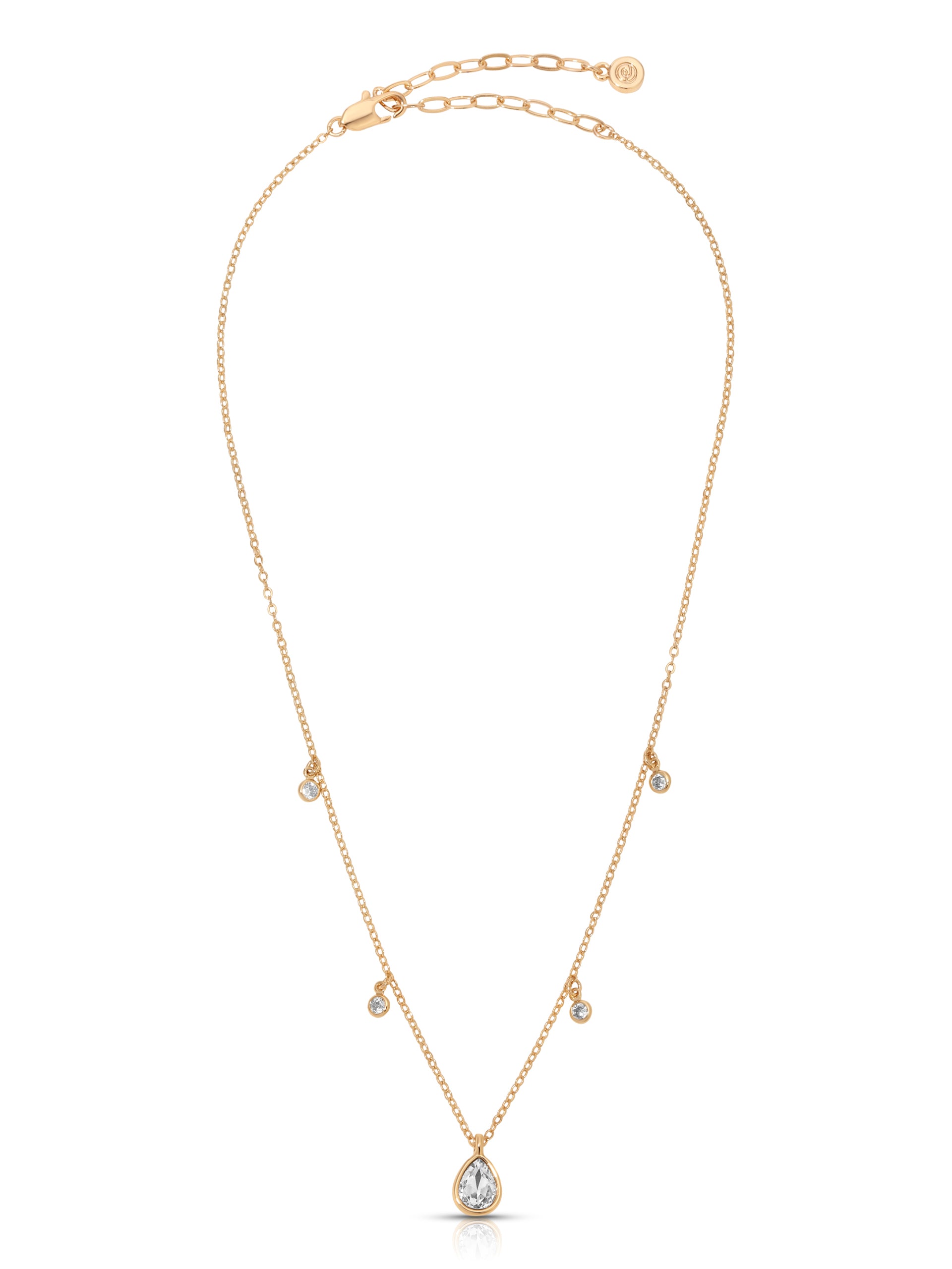 Dripping in Crystals Drop Necklace Clear Crystal with 18k Gold Plating 2