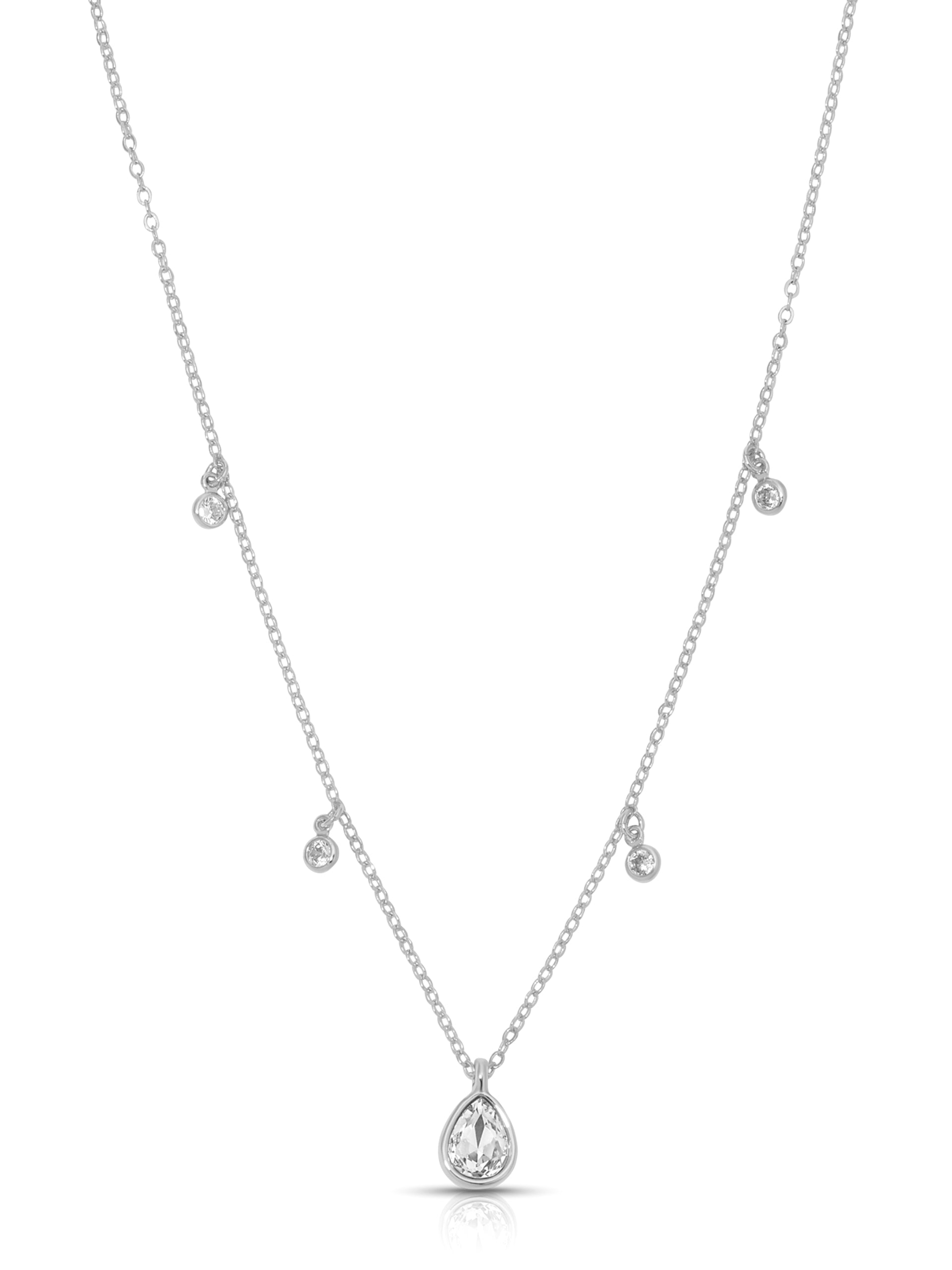 Dripping in Crystals Drop Necklace Clear Crystal with Silver Plating