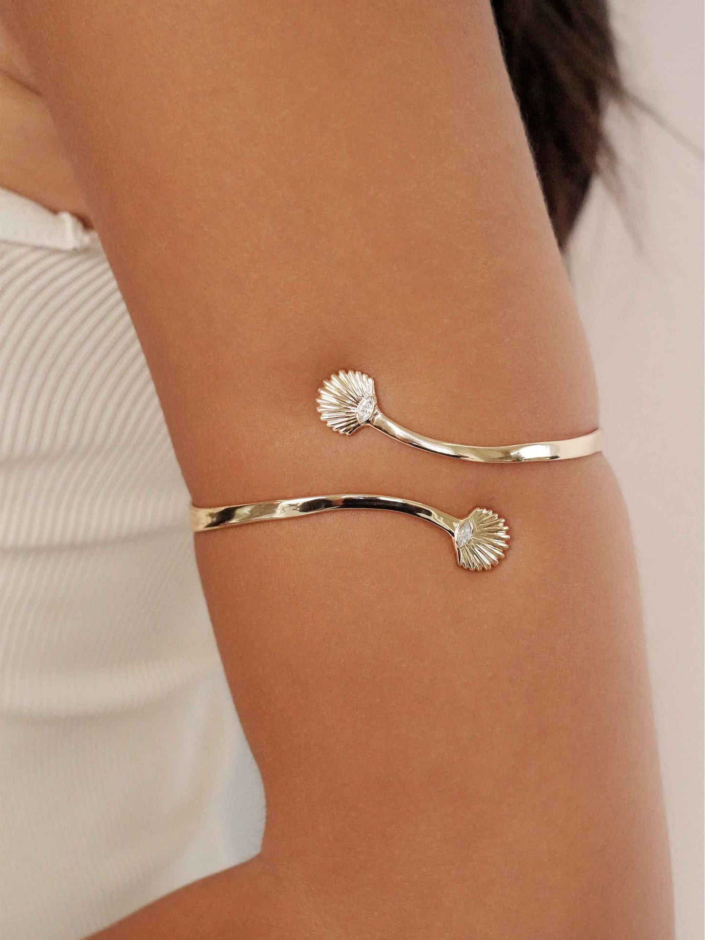 Santorini Shell Arm Cuff on model