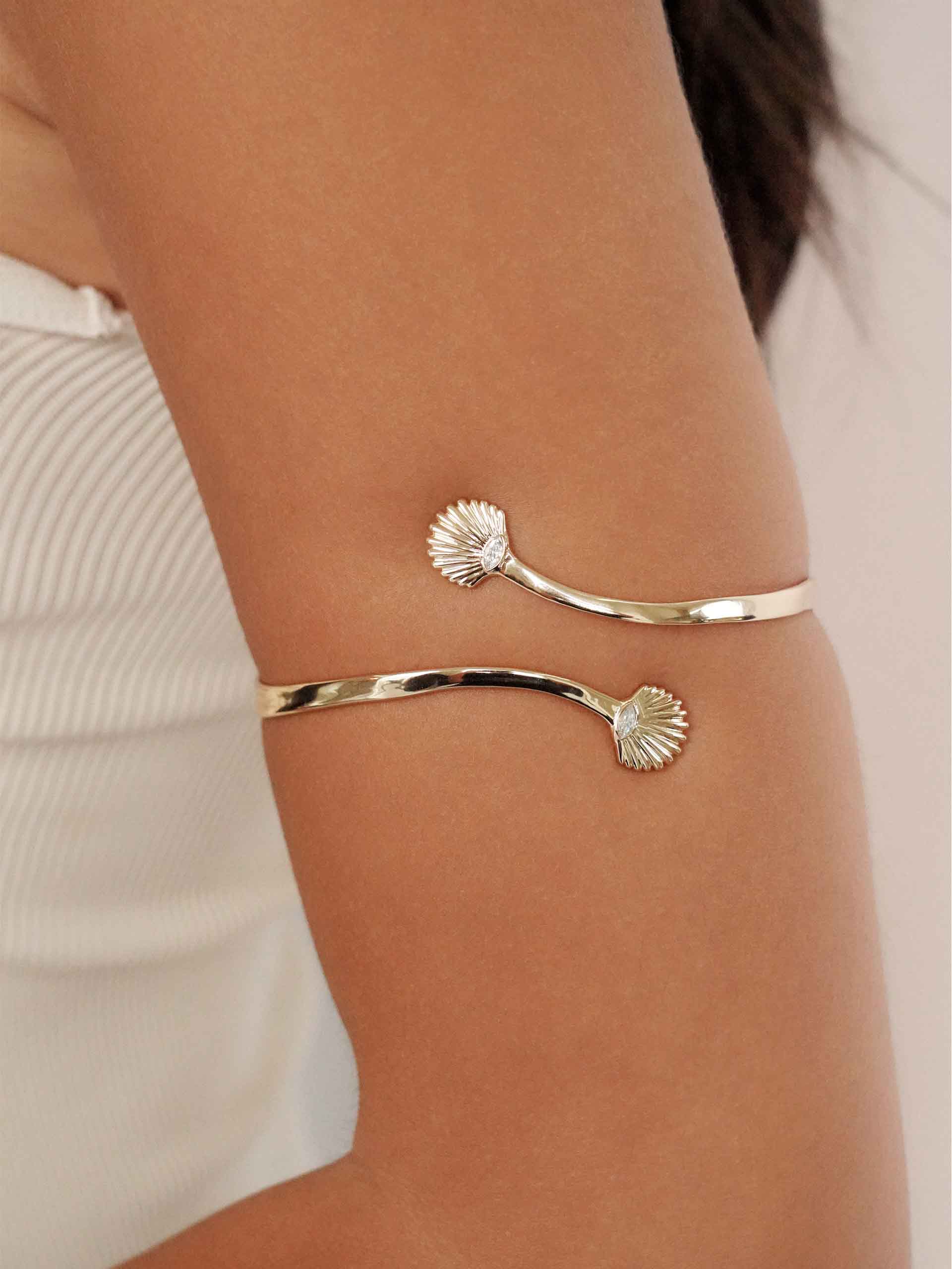 Santorini Shell Arm Cuff on model