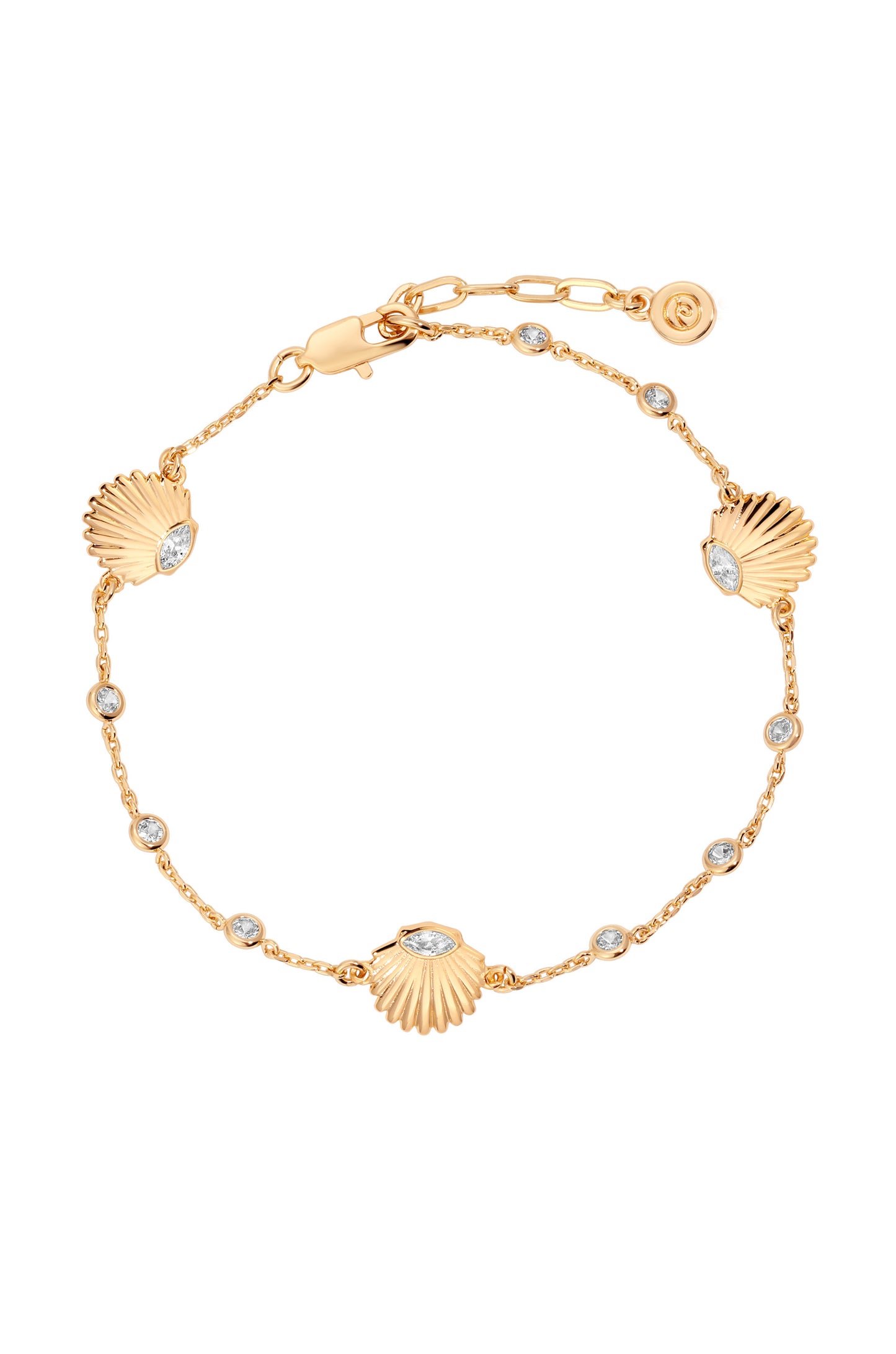 Santorini Shell Anklet Clear Crystal with 18k Gold Plating