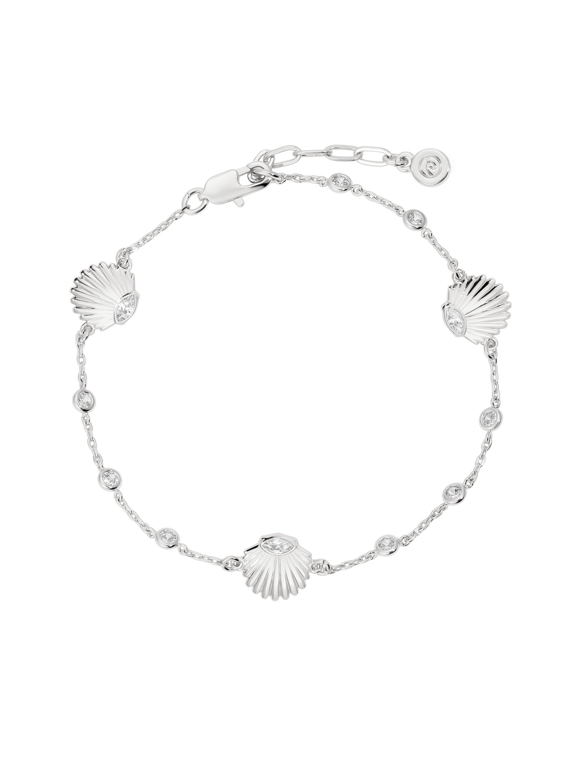 Santorini Shell Anklet Clear Crystal with Silver Plating