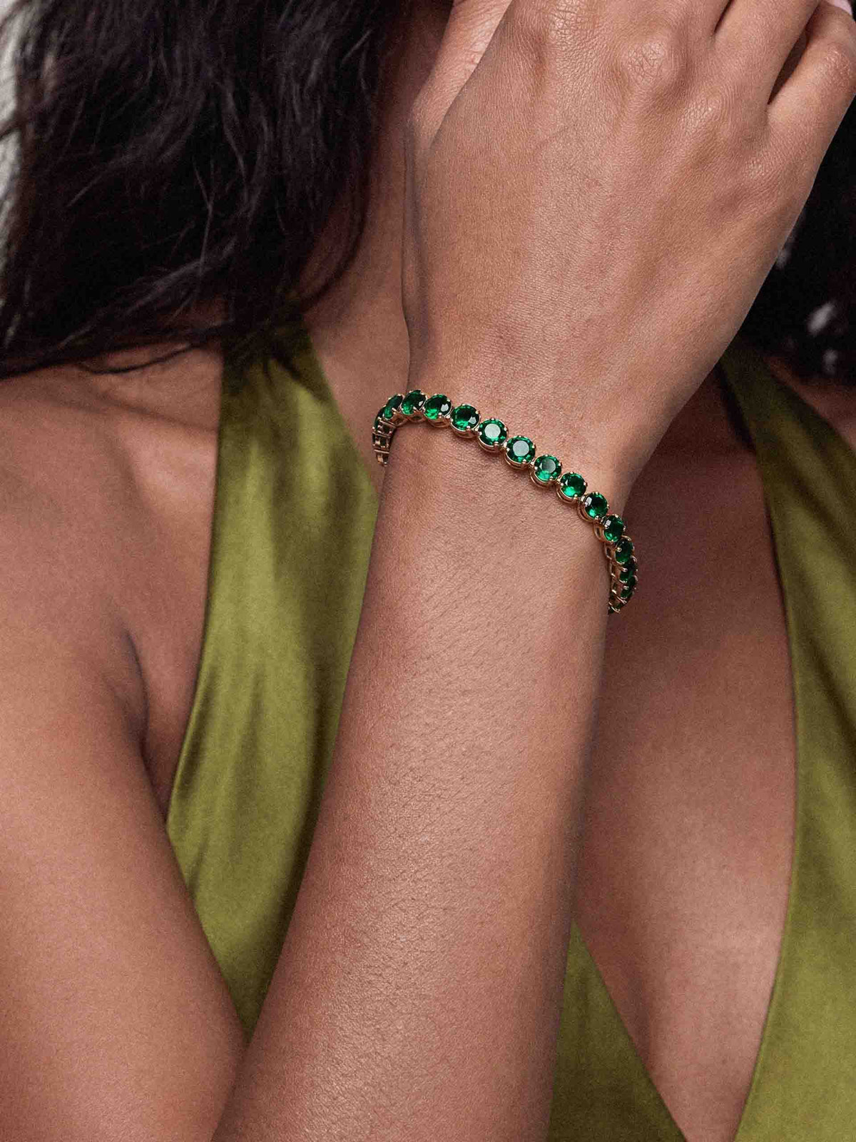 Crystal Chain Tennis Bracelet Emerald Crystal with 18k Gold Plating model 3