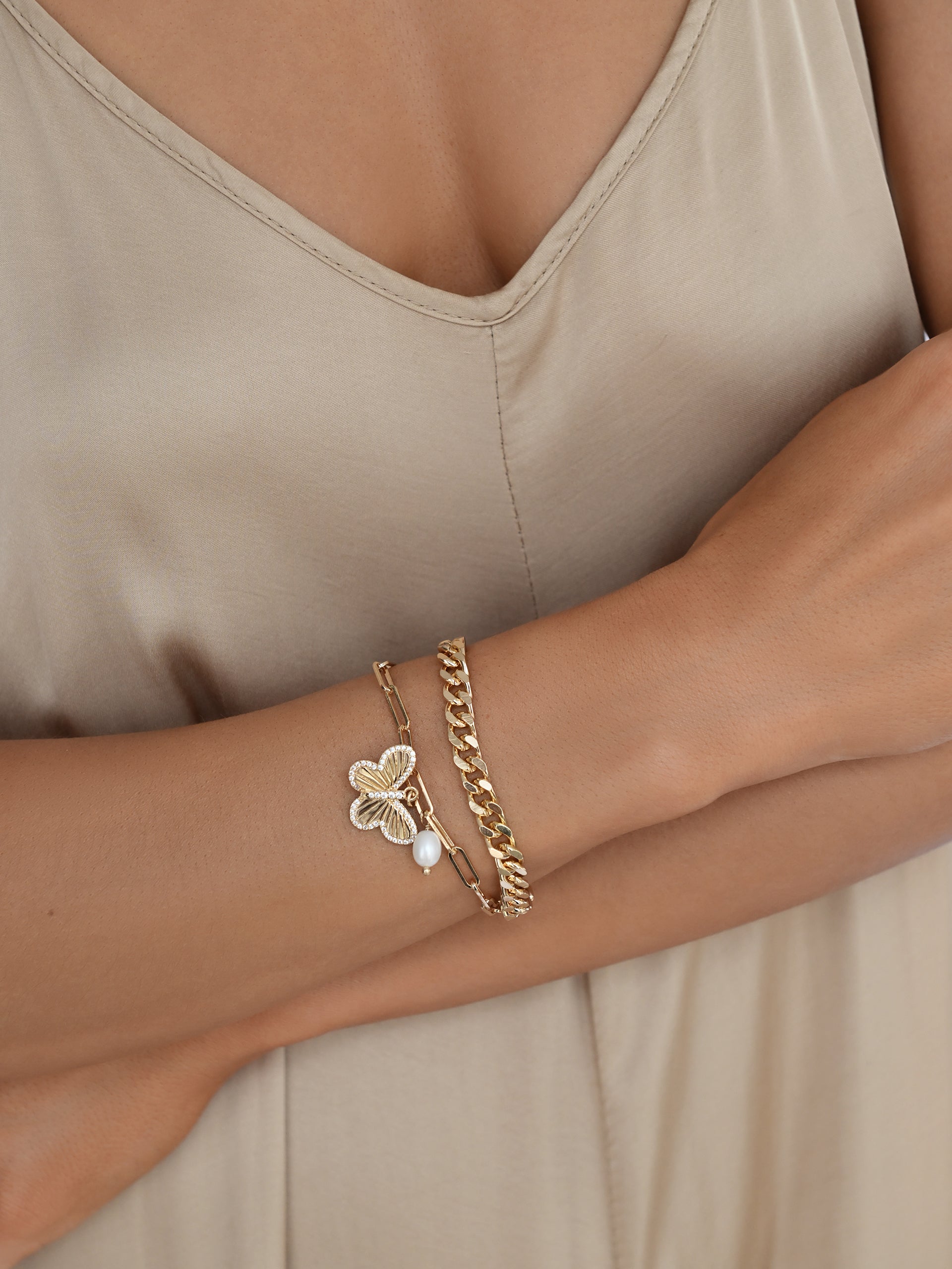 Butterfly Bracelet Set 18k Gold Plated model 2