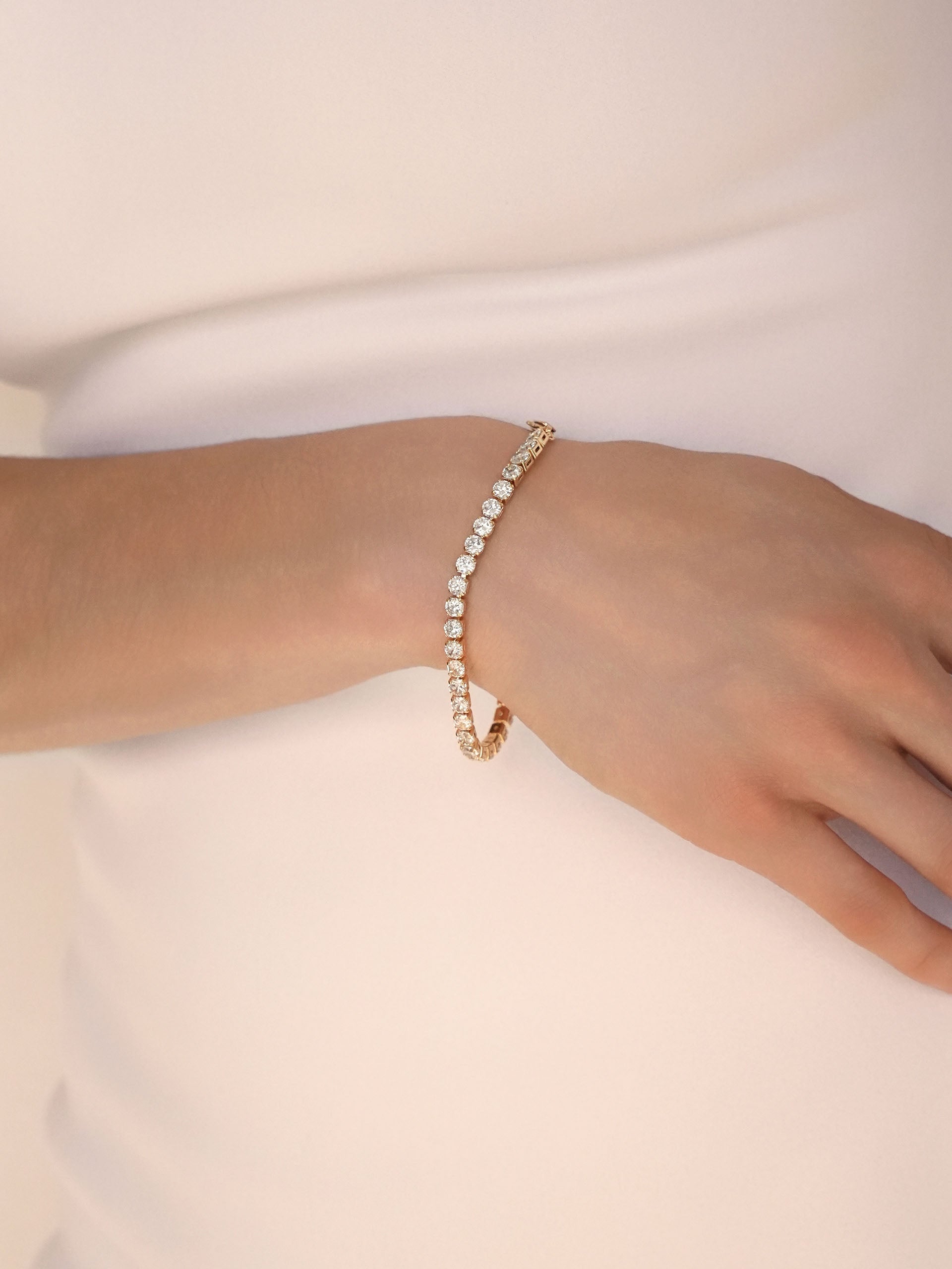 Single Row Tennis Bracelet Clear Crystal with 18k Gold Plating model 3