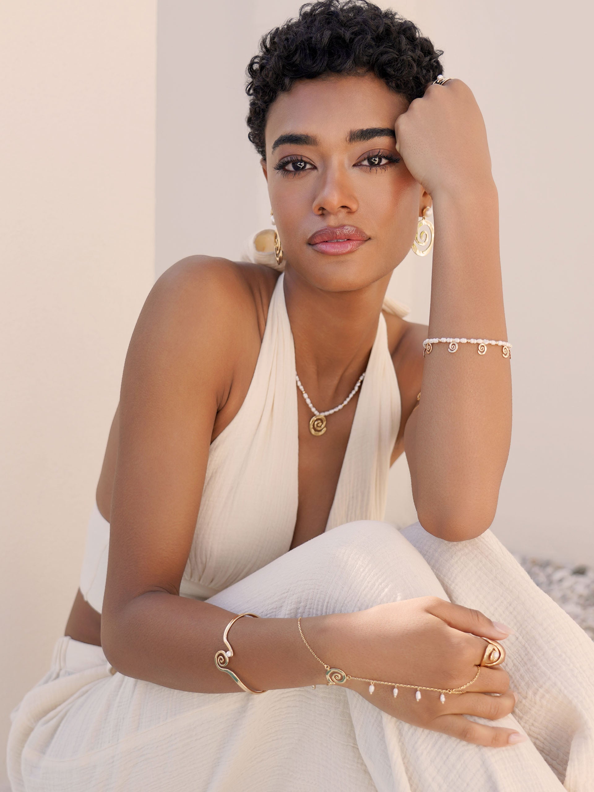 Aura Pearl Bracelet Pearl with 18k Gold Plating model 4