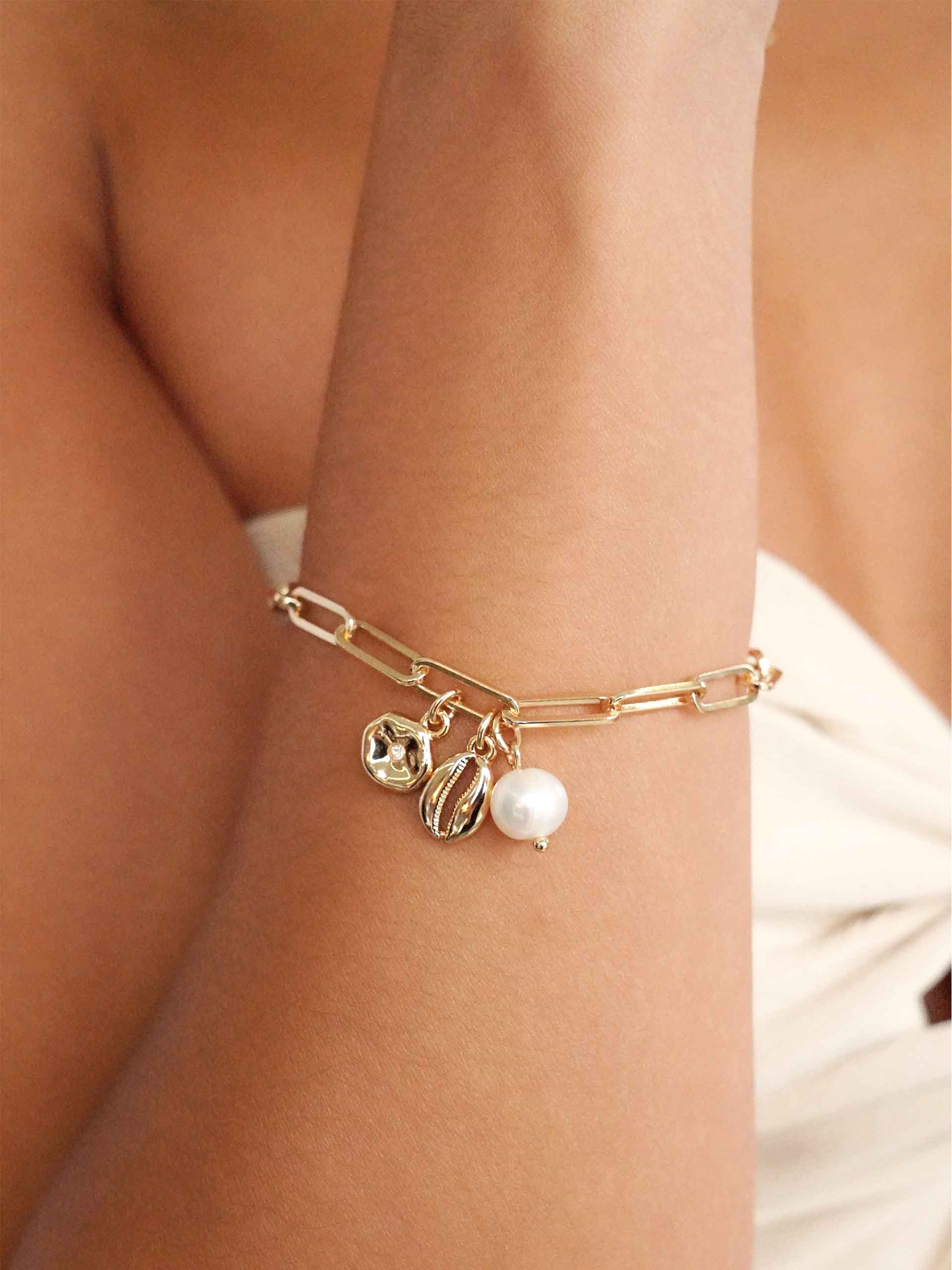 Golden Shore Charm Bracelet on model