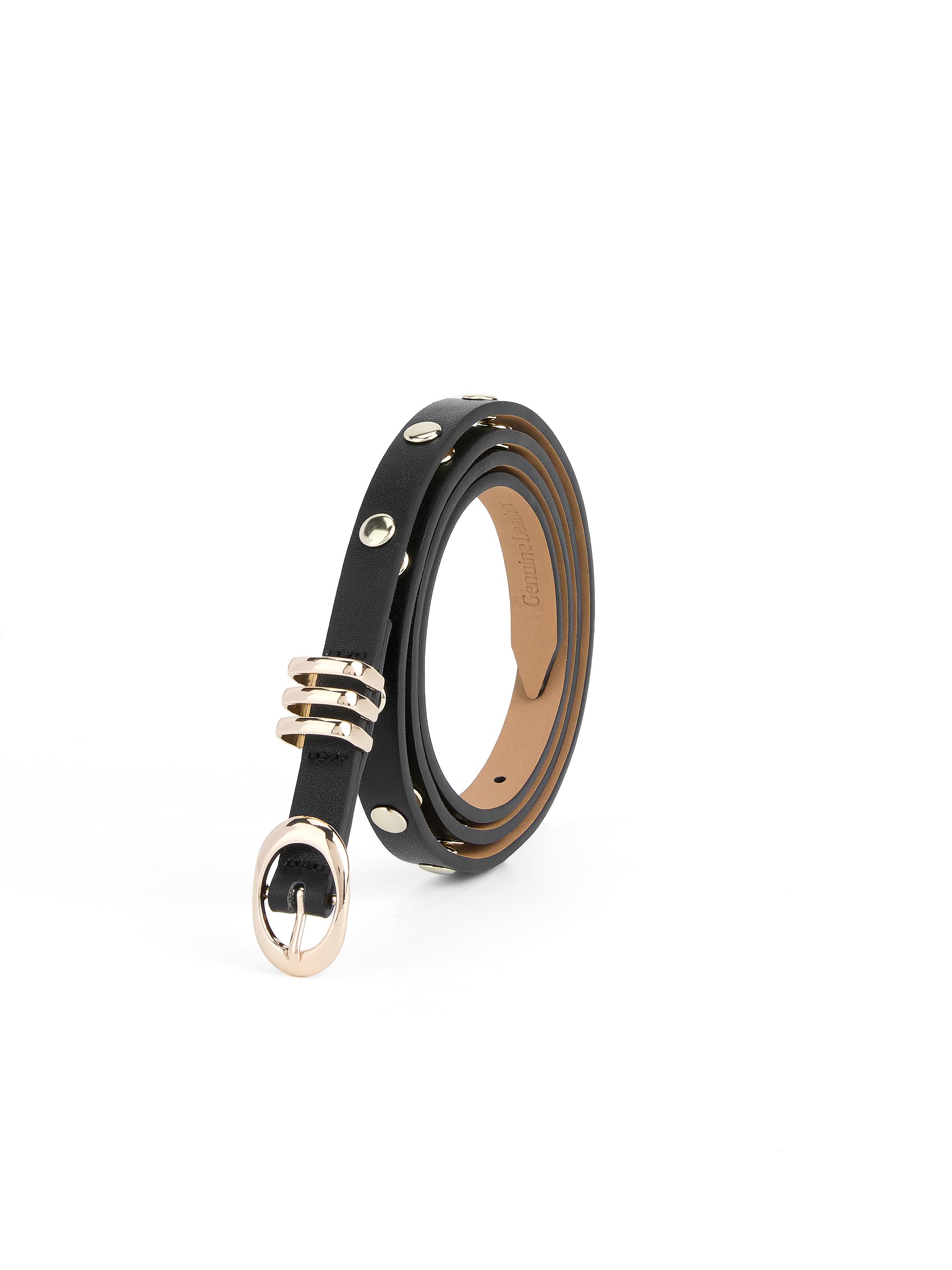 Classic Studded Skinny Belt in Black close