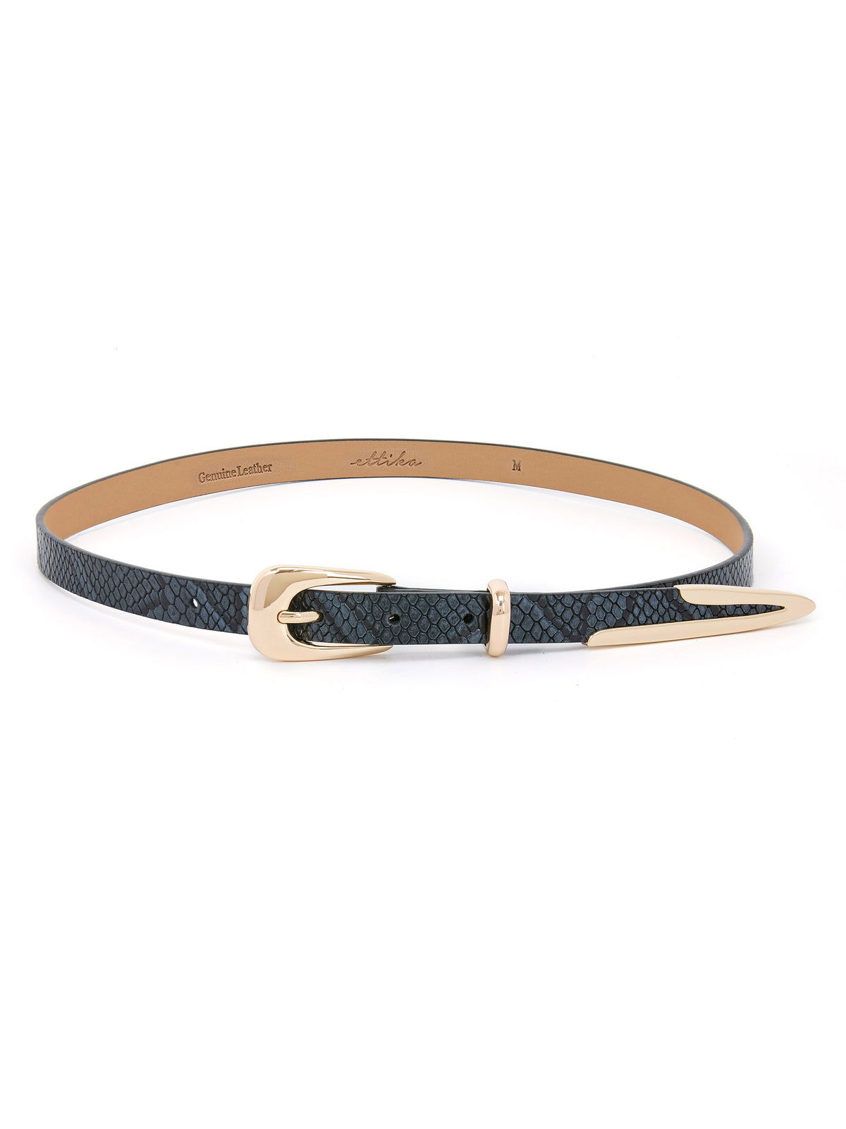 ettika Black Leather Belt with Gold Buckle Accents Gold Studded Belt - Black – Boston Proper main image 2