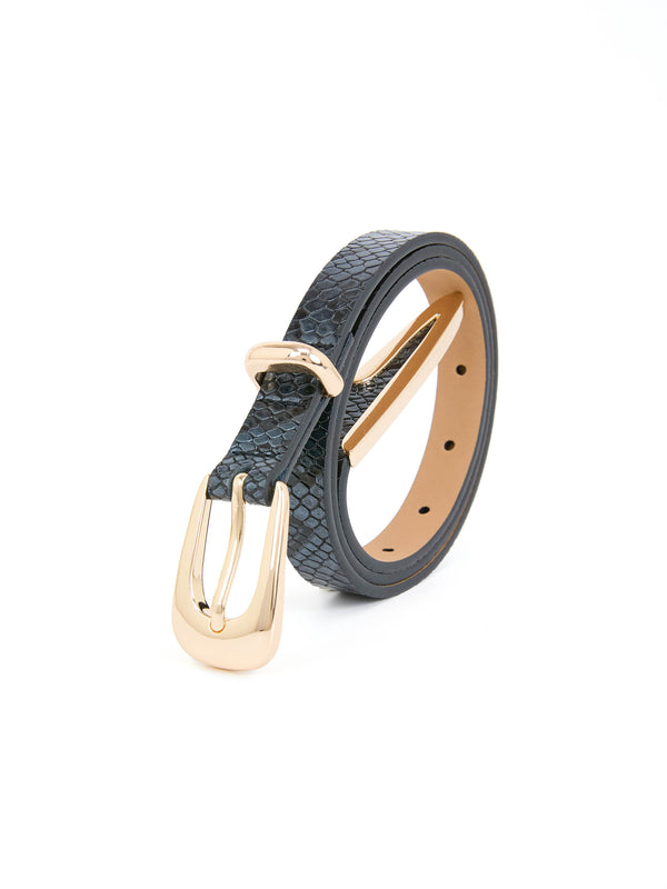 Modern Saddle Belt in Grey Snake Second