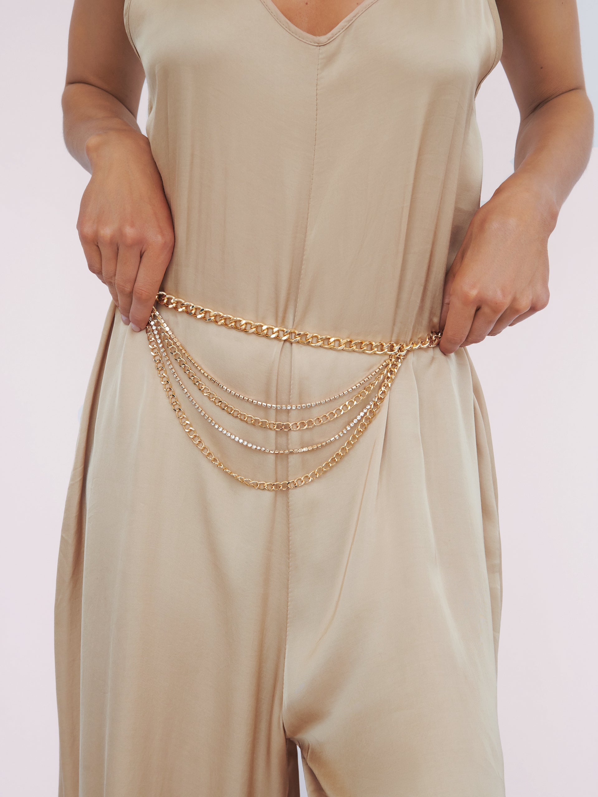 Nightlife Layered Waist Chain Gold Tone model 3