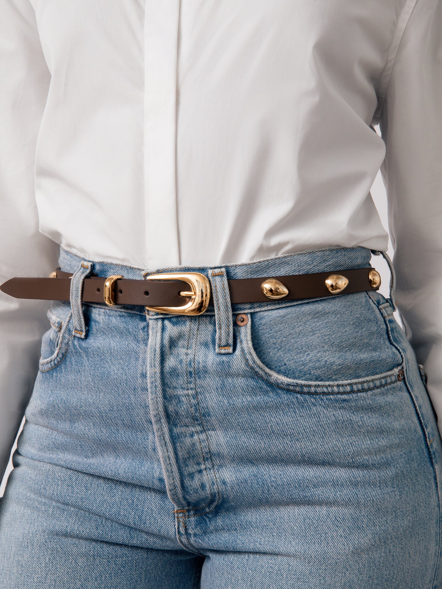 Teardrop Studded Belt in Coffee