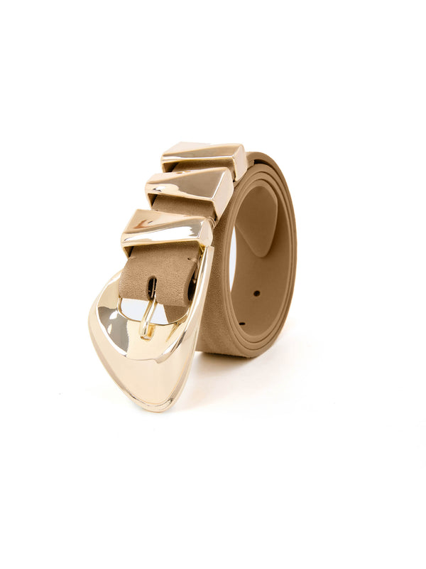 Modern Western Belt in Shiitake Suede Second