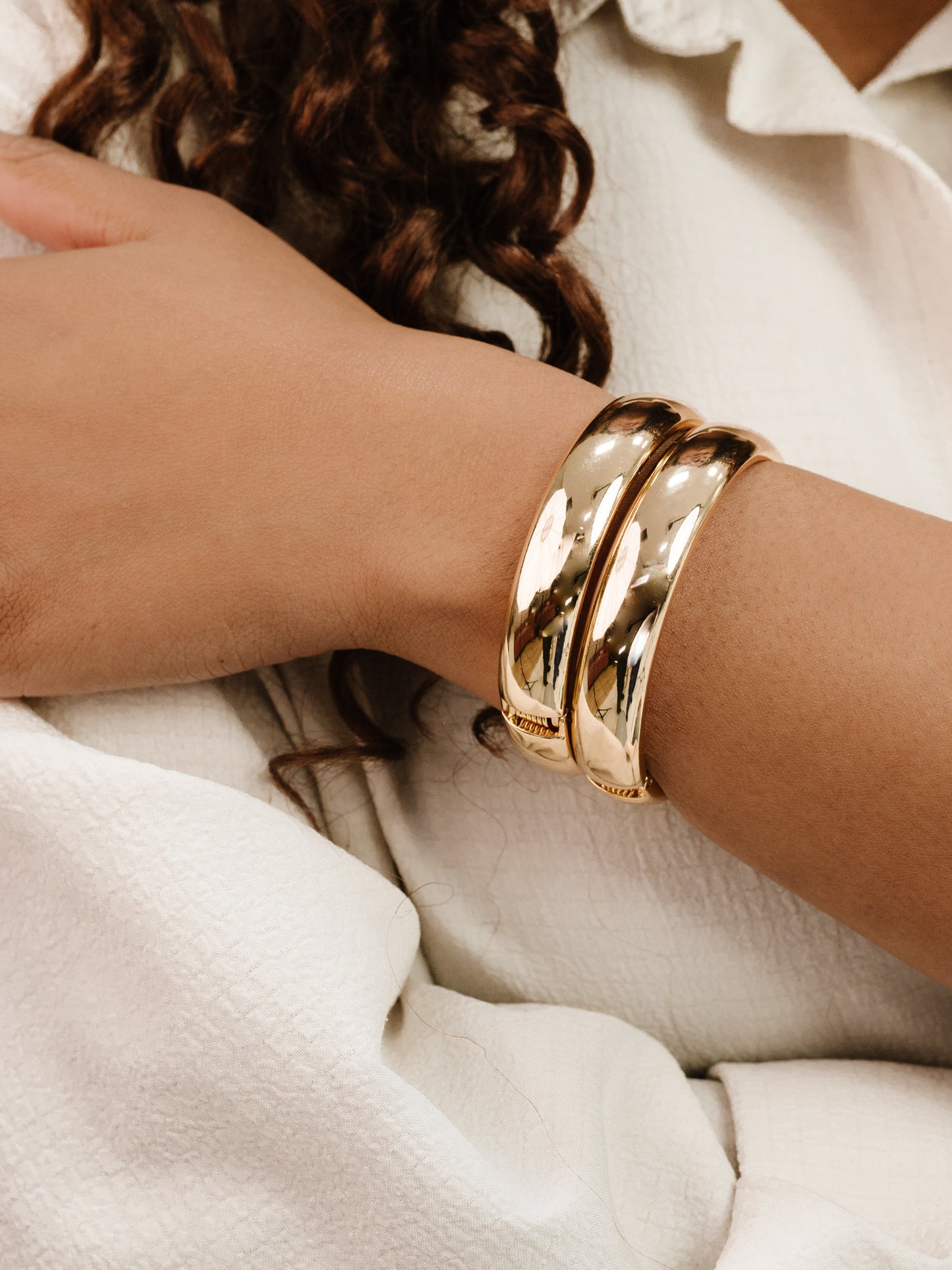 Simple Stack Bangle Set 18k Gold Plated model 2