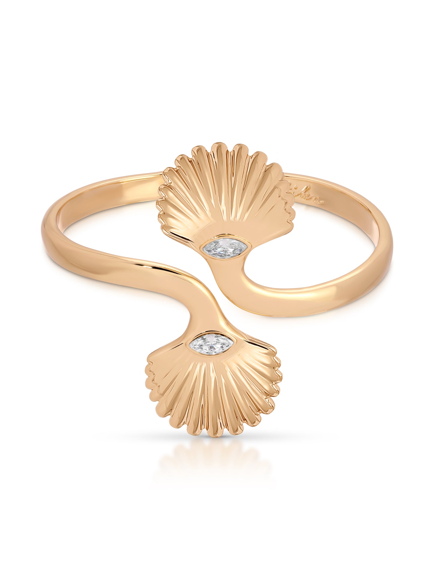 Santorini Shell Cuff Clear Crystal with 18k Gold Plating