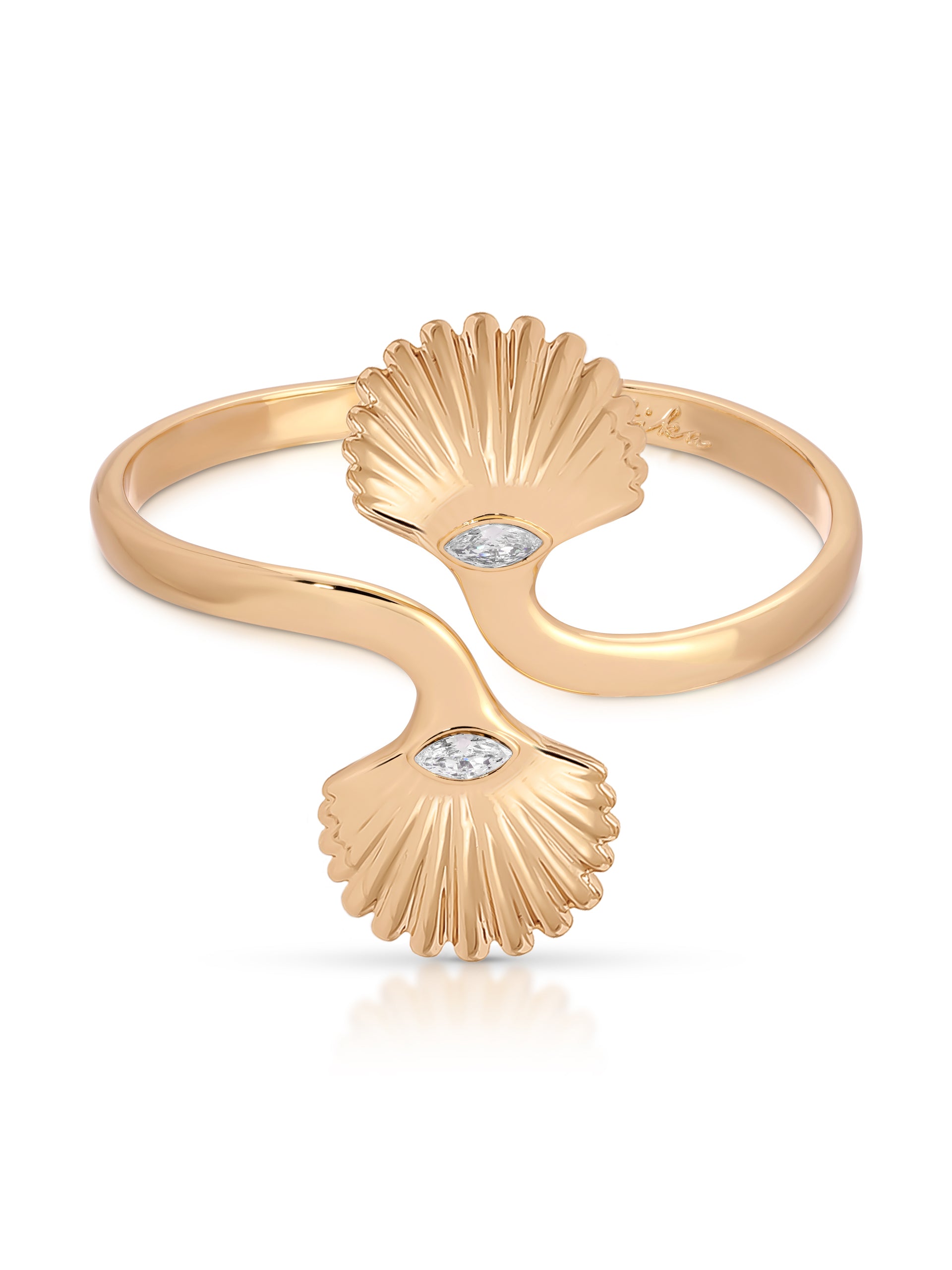 Santorini Shell Cuff Clear Crystal with 18k Gold Plating
