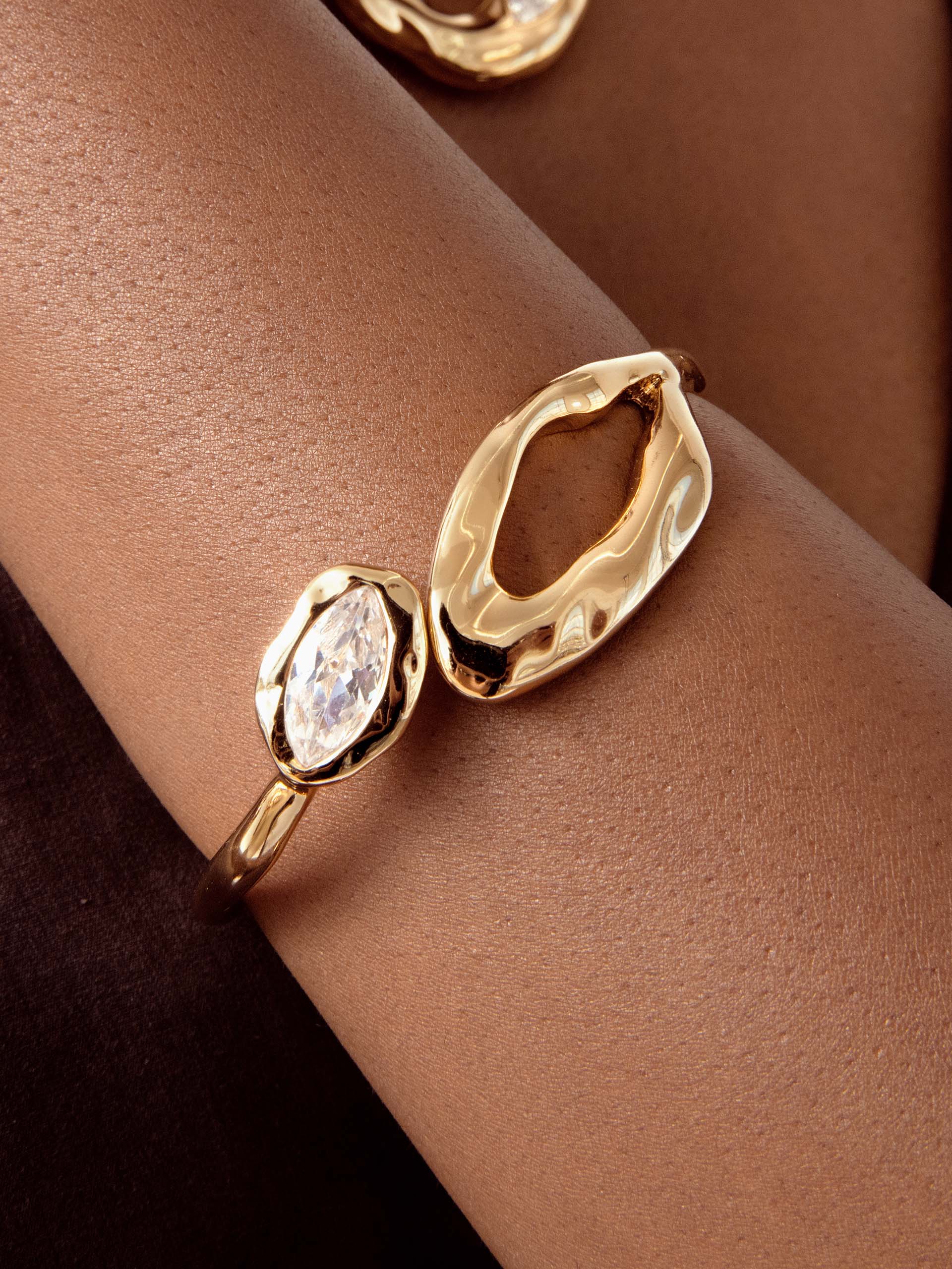 Molten Marquise Cuff Clear Crystal with 18k Gold Plating model