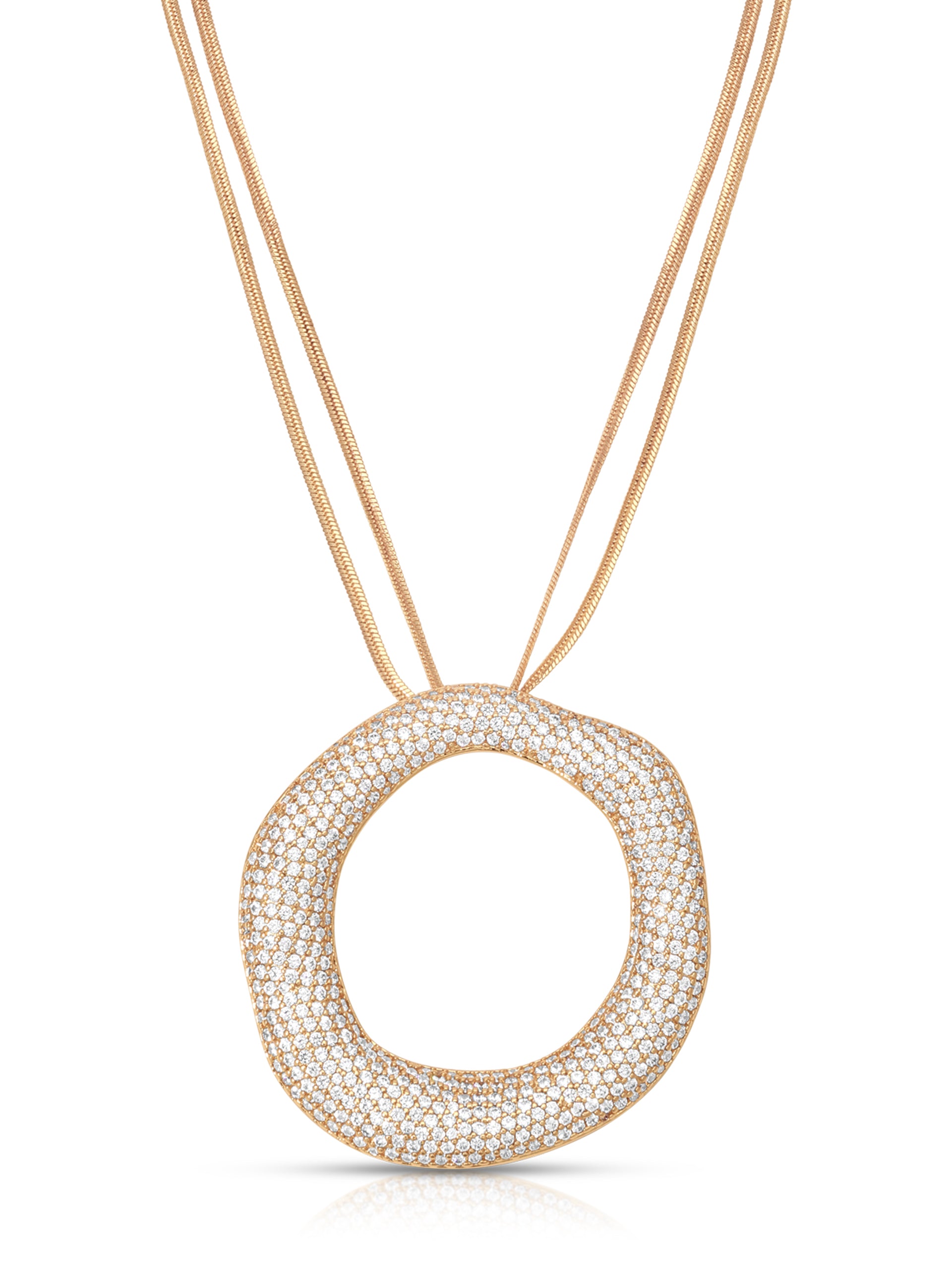 Open Circle Pavè Necklace Clear Crystal with 18k Gold Plating