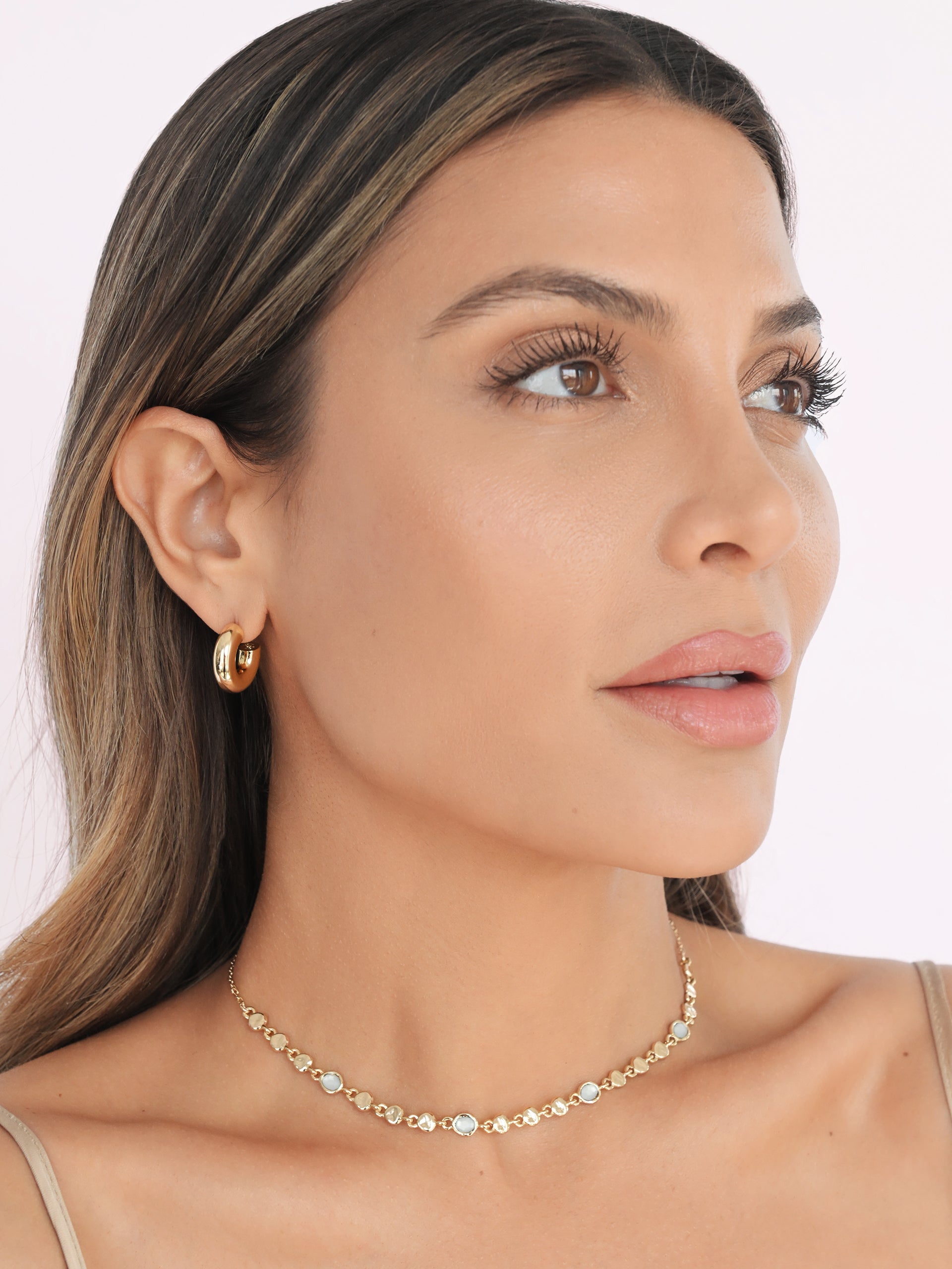 Sea Siren Adjustable Choker Seafoam Stone with 18k Gold Plating model 2