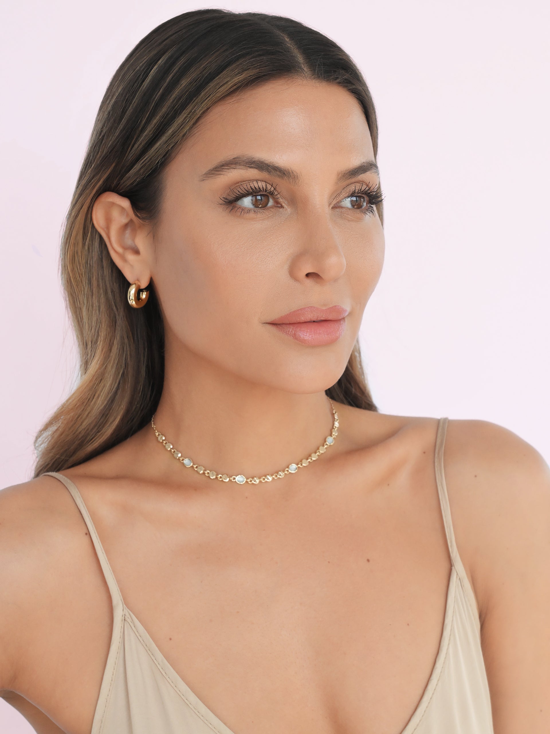 Sea Siren Adjustable Choker Seafoam Stone with 18k Gold Plating model 3