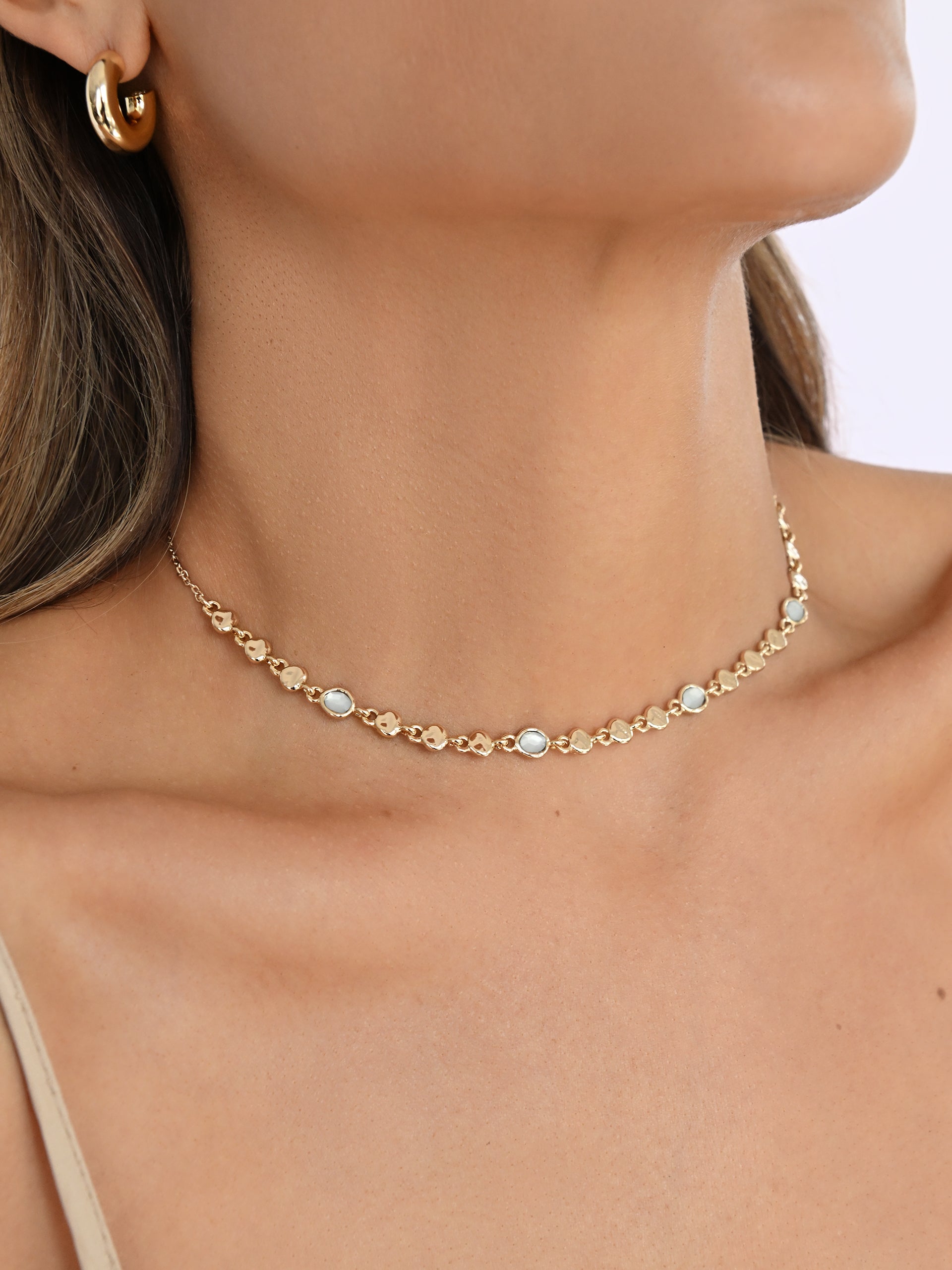 Sea Siren Adjustable Choker Seafoam Stone with 18k Gold Plating model