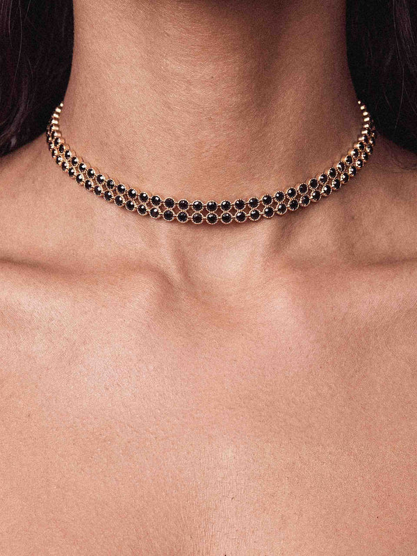 Two Rows of Crystal Sparkle Choker Second
