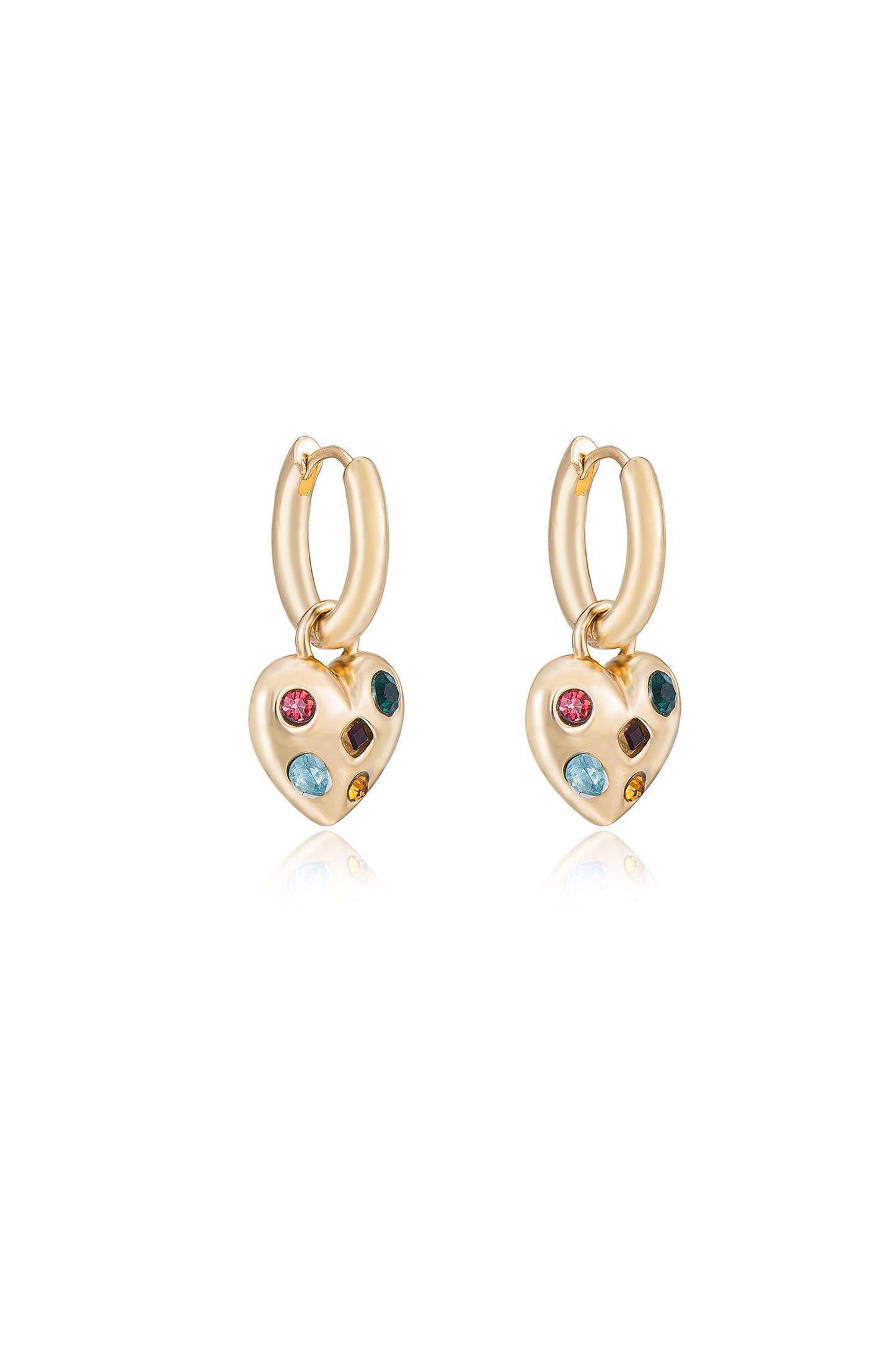 Rainbow Crystal Heart Dangle Earrings side
