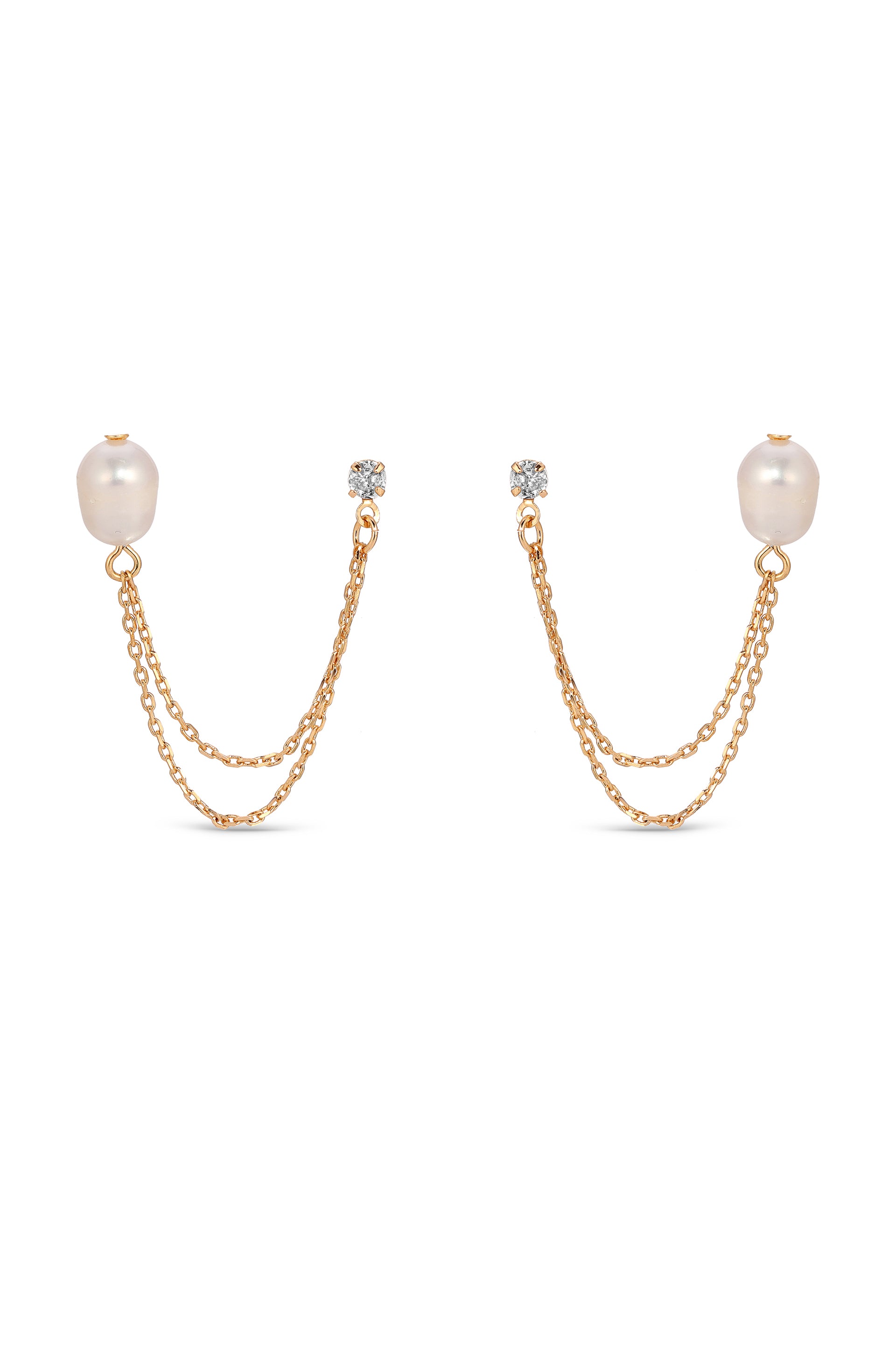 Double Piercing Freshwater Pearl Earring