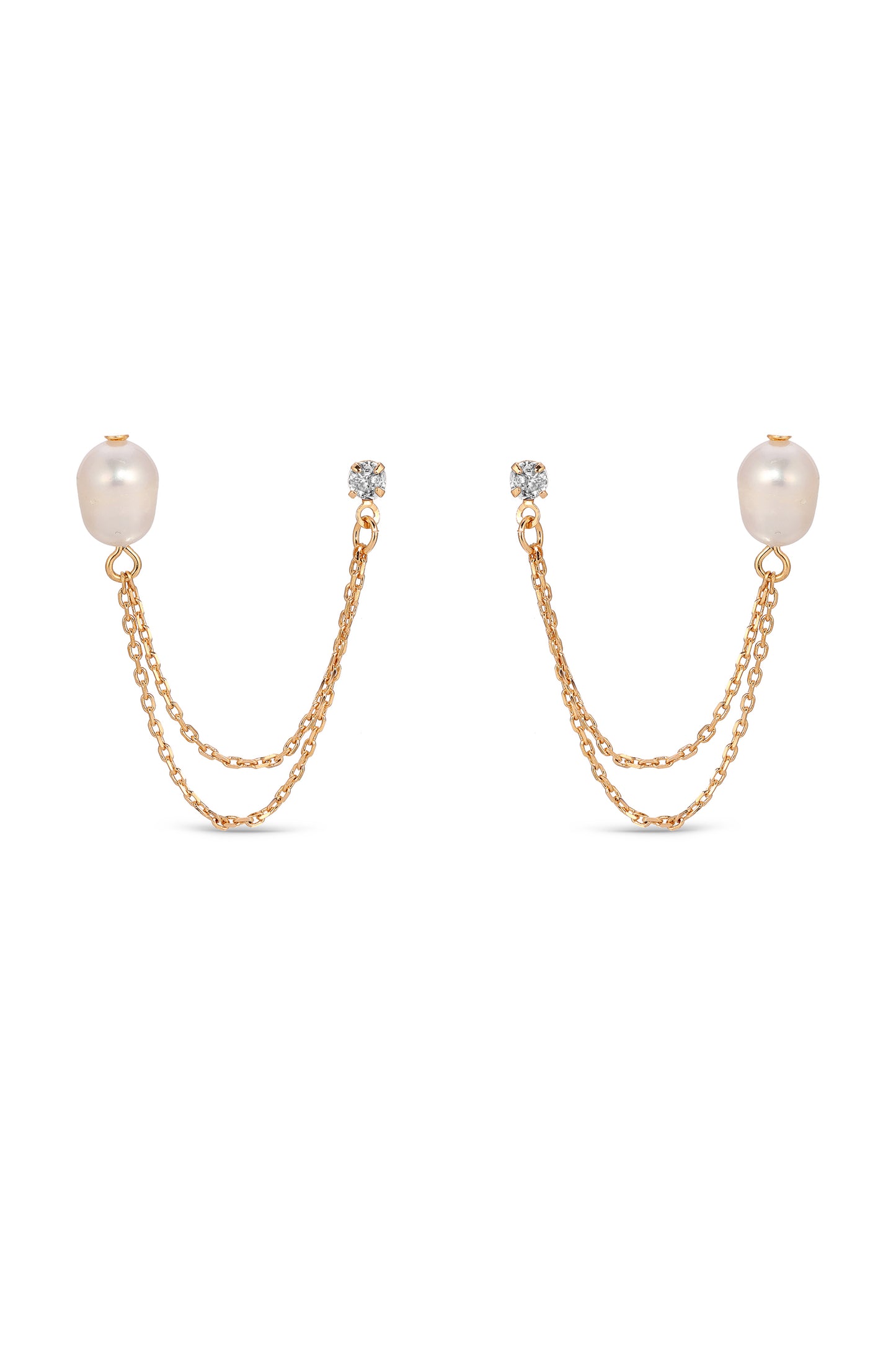 Double Piercing Freshwater Pearl Earring