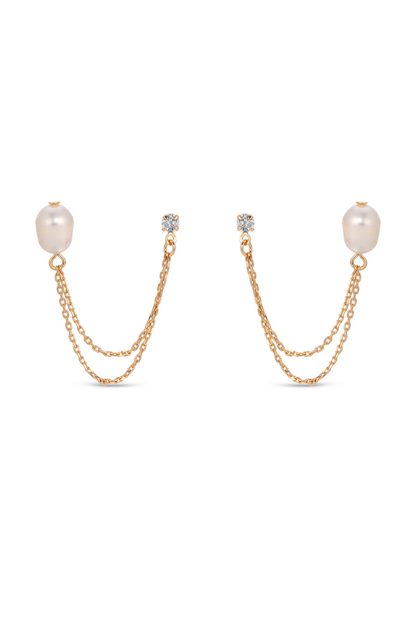 Double Piercing Freshwater Pearl Earring