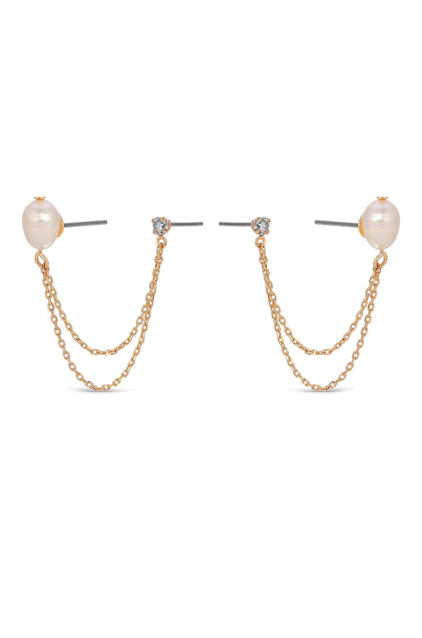 Double Piercing Freshwater Pearl Earring