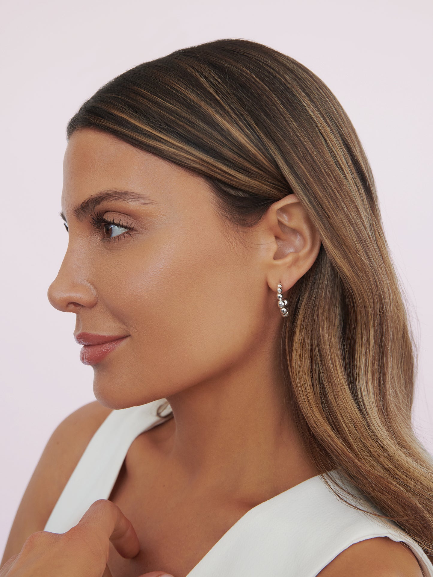 Bubble Huggie Hoops Silver Plated model 2