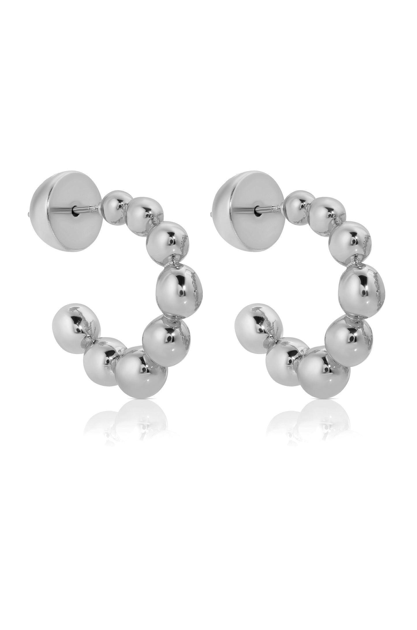 Bubble Huggie Hoops Silver Plated