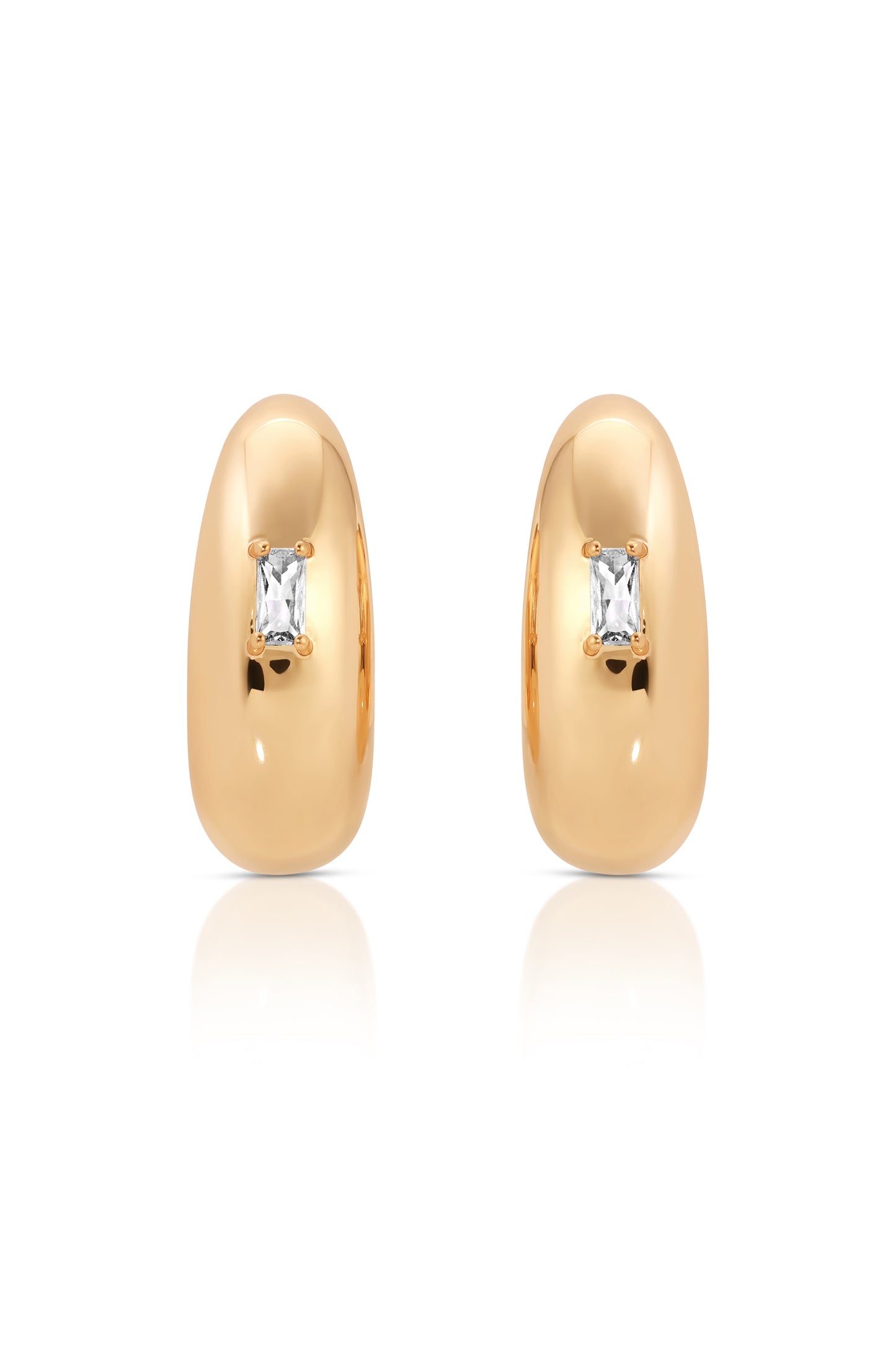 Oval Dome Baguette Hoops