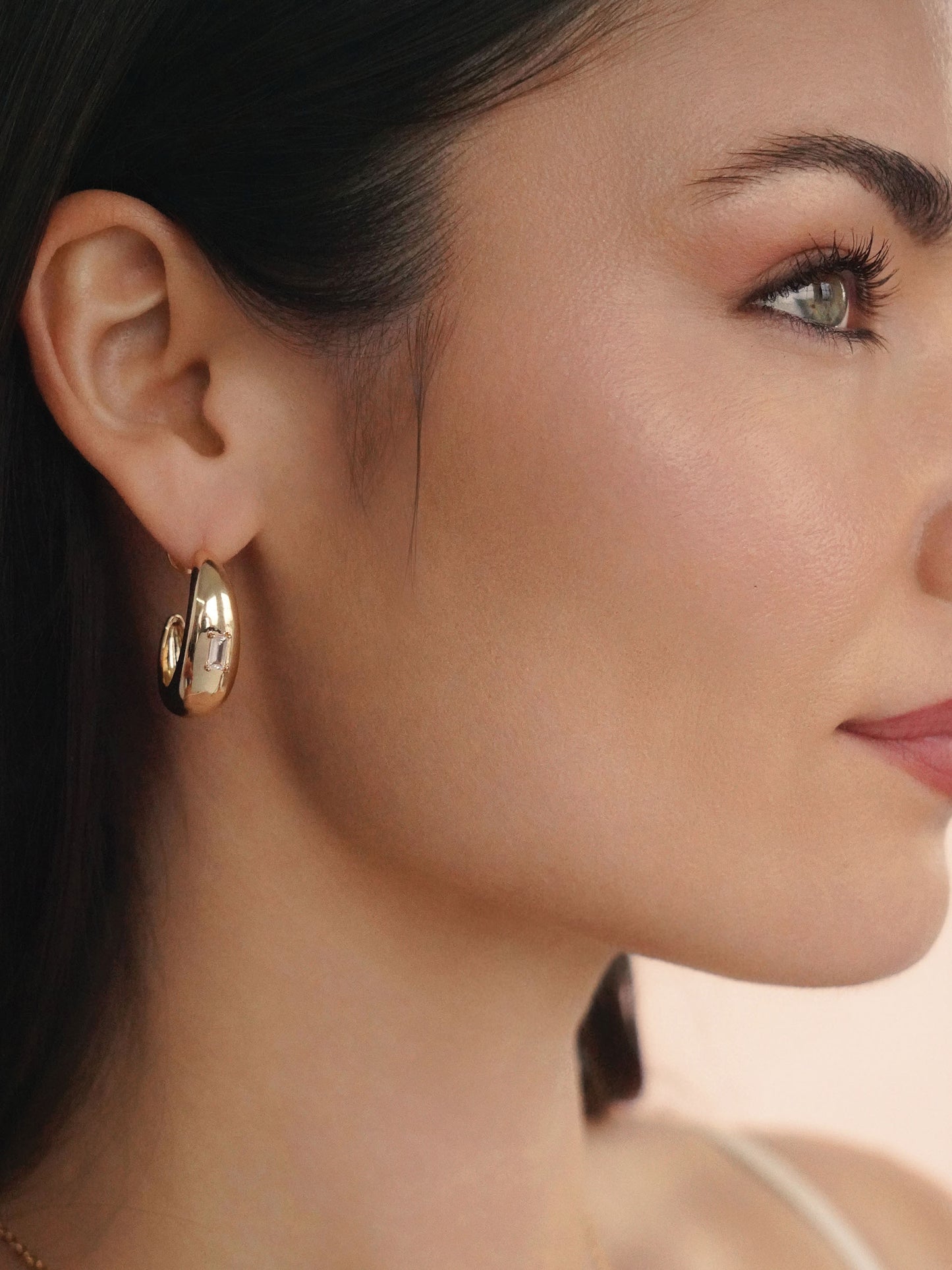 Oval Dome Baguette Hoops