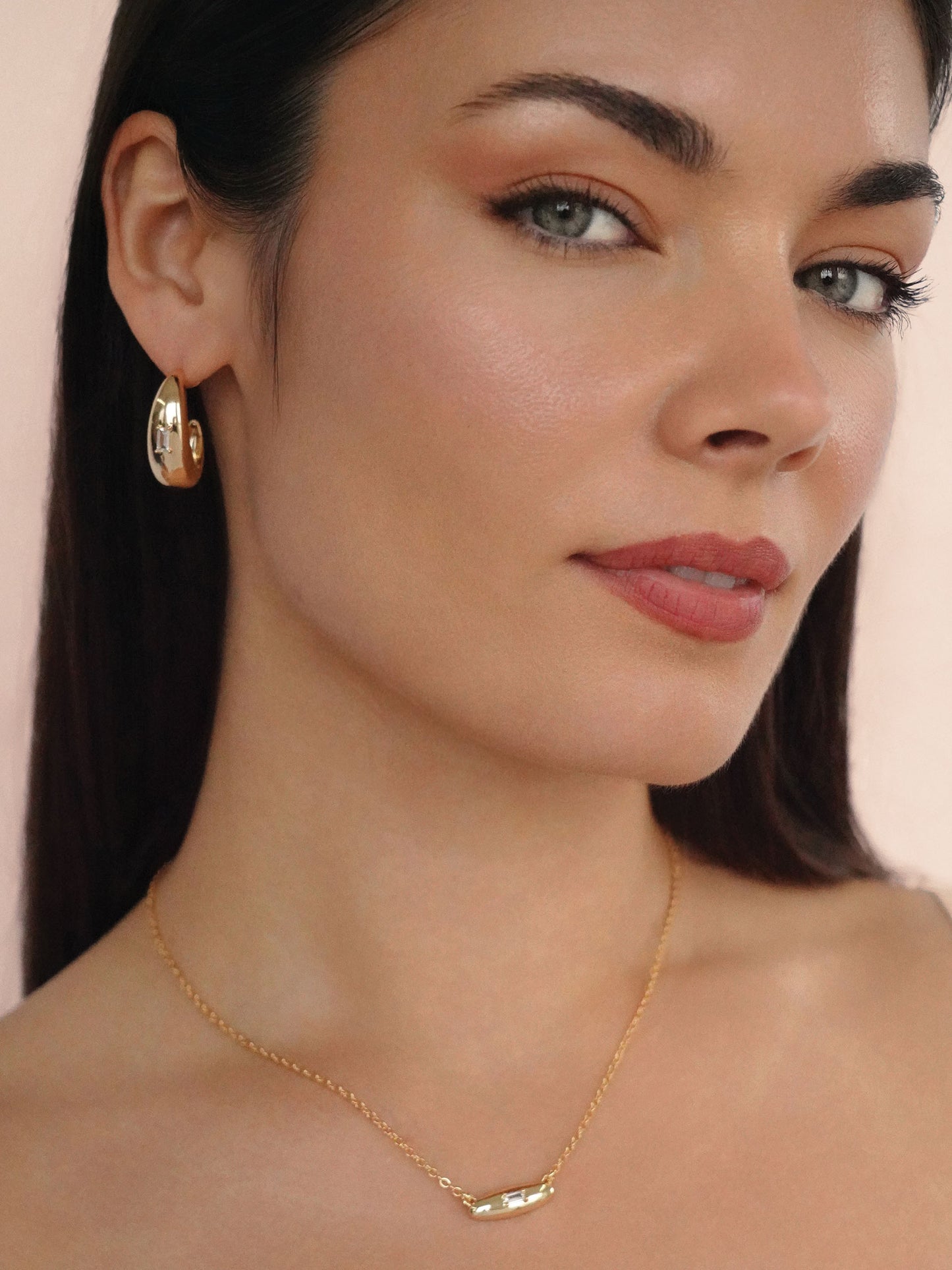 Oval Dome Baguette Hoops