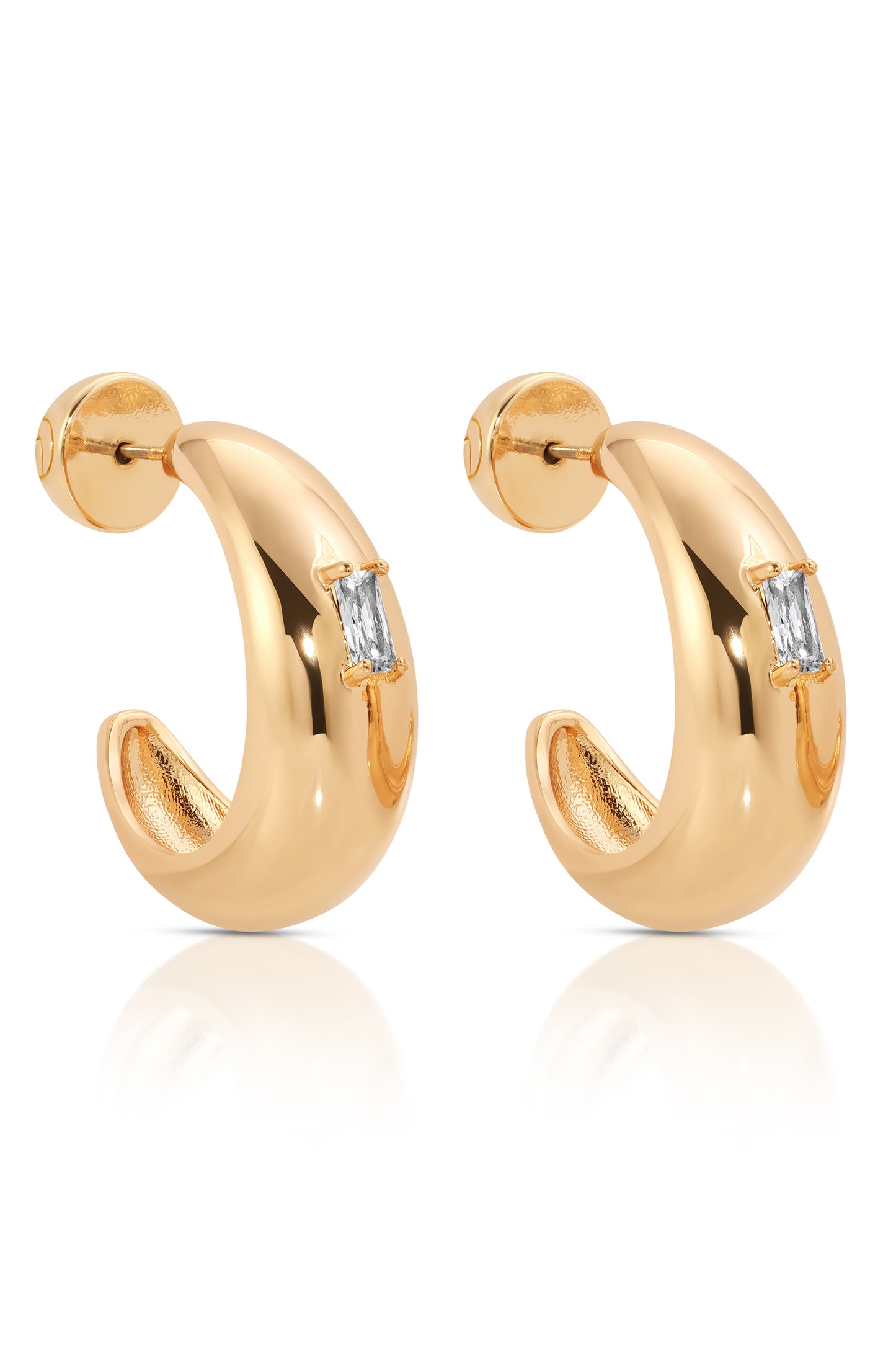 Oval Dome Baguette Hoops