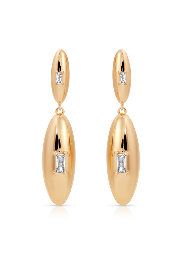 Oval Dome Double Drop Earrings