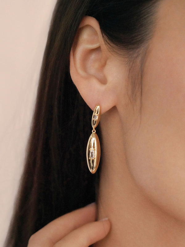 Oval Dome Double Drop Earrings Second
