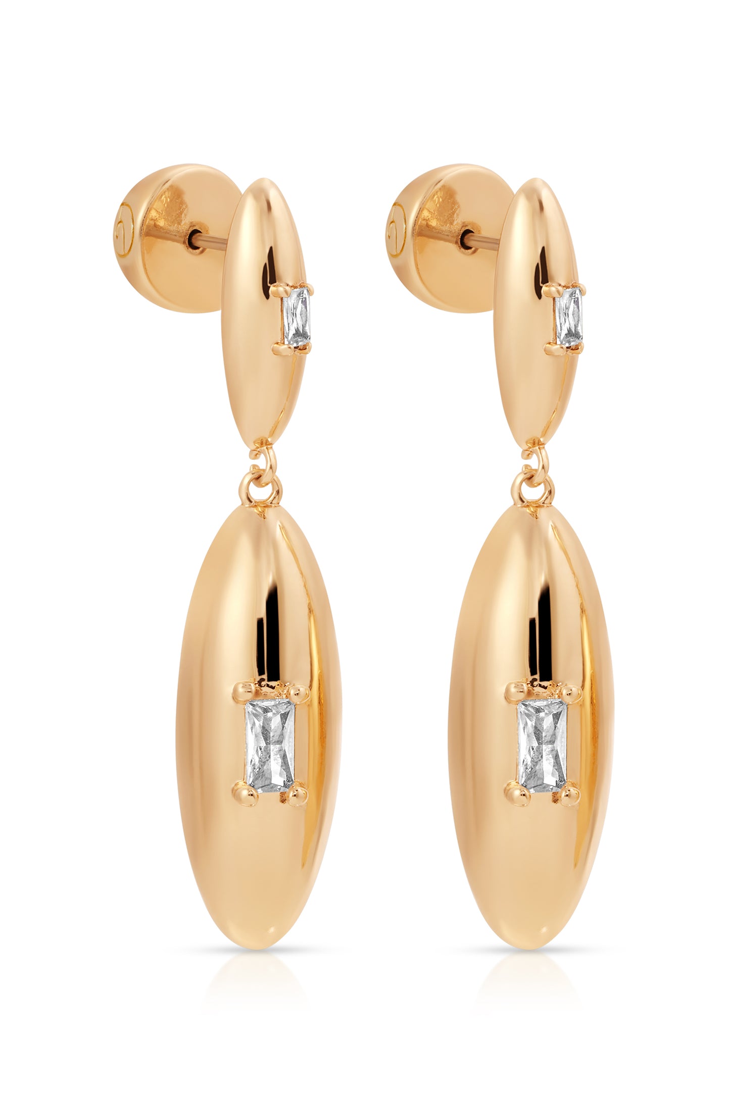 Oval Dome Double Drop Earrings