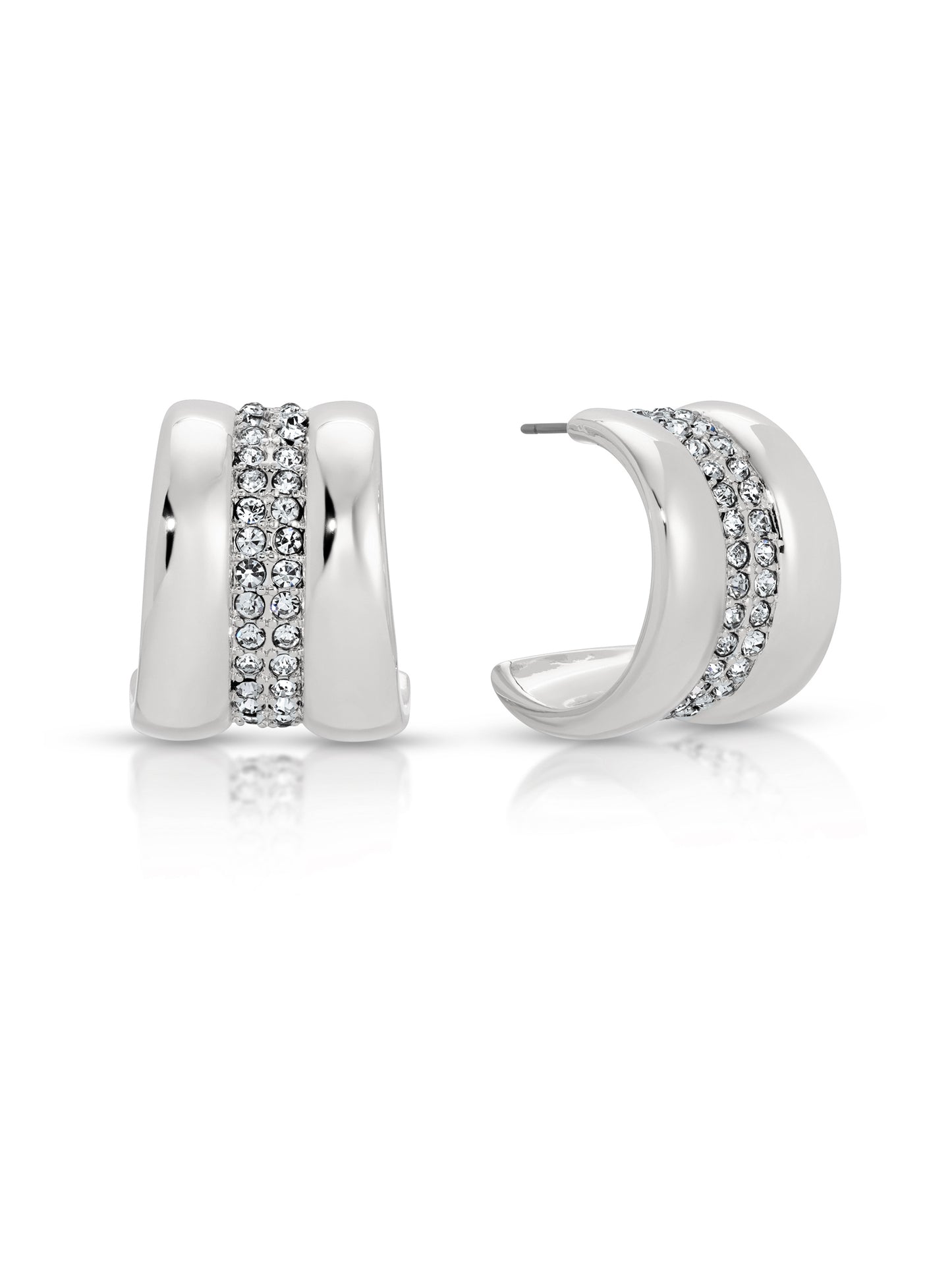 Pave Center Hoops Clear Crystal with Silver Plating 2