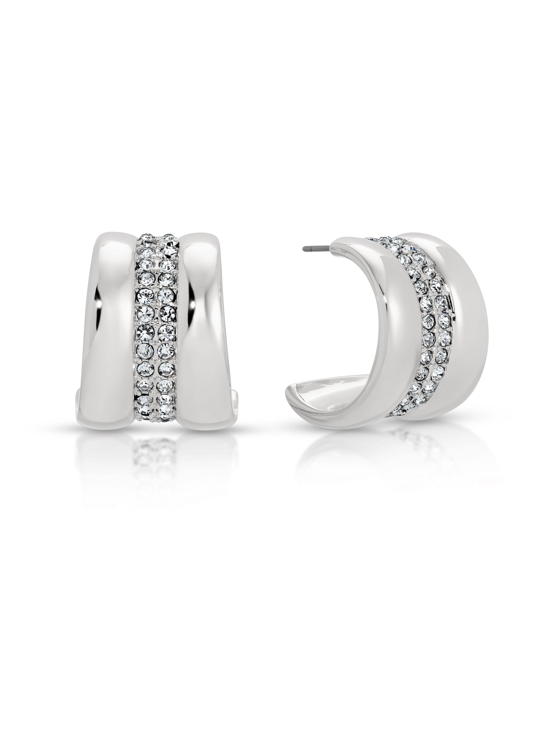Pave Center Hoops Clear Crystal with Silver Plating 2