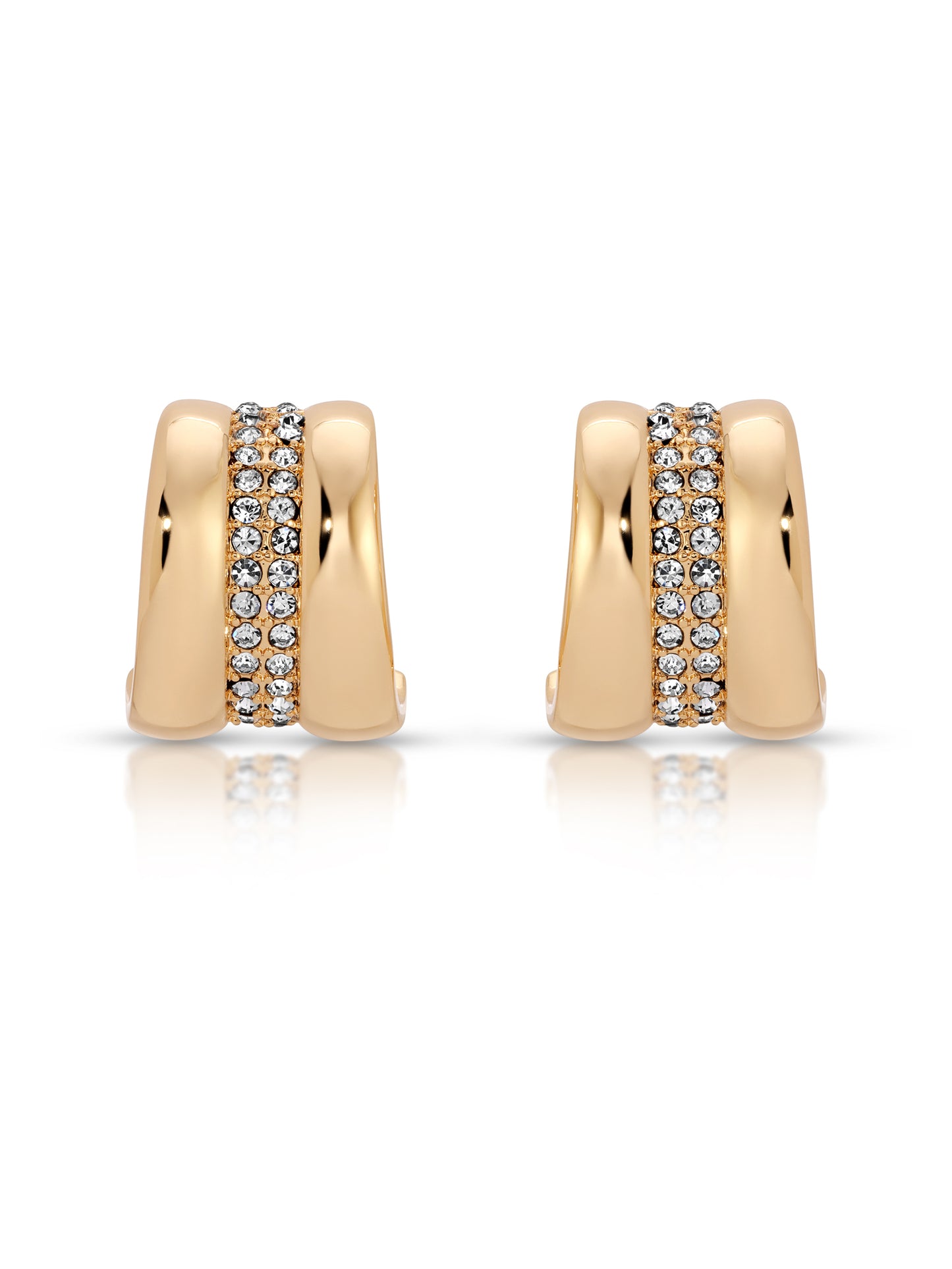 Pave Center Hoops Clear Crystal with 18k Gold Plating 2