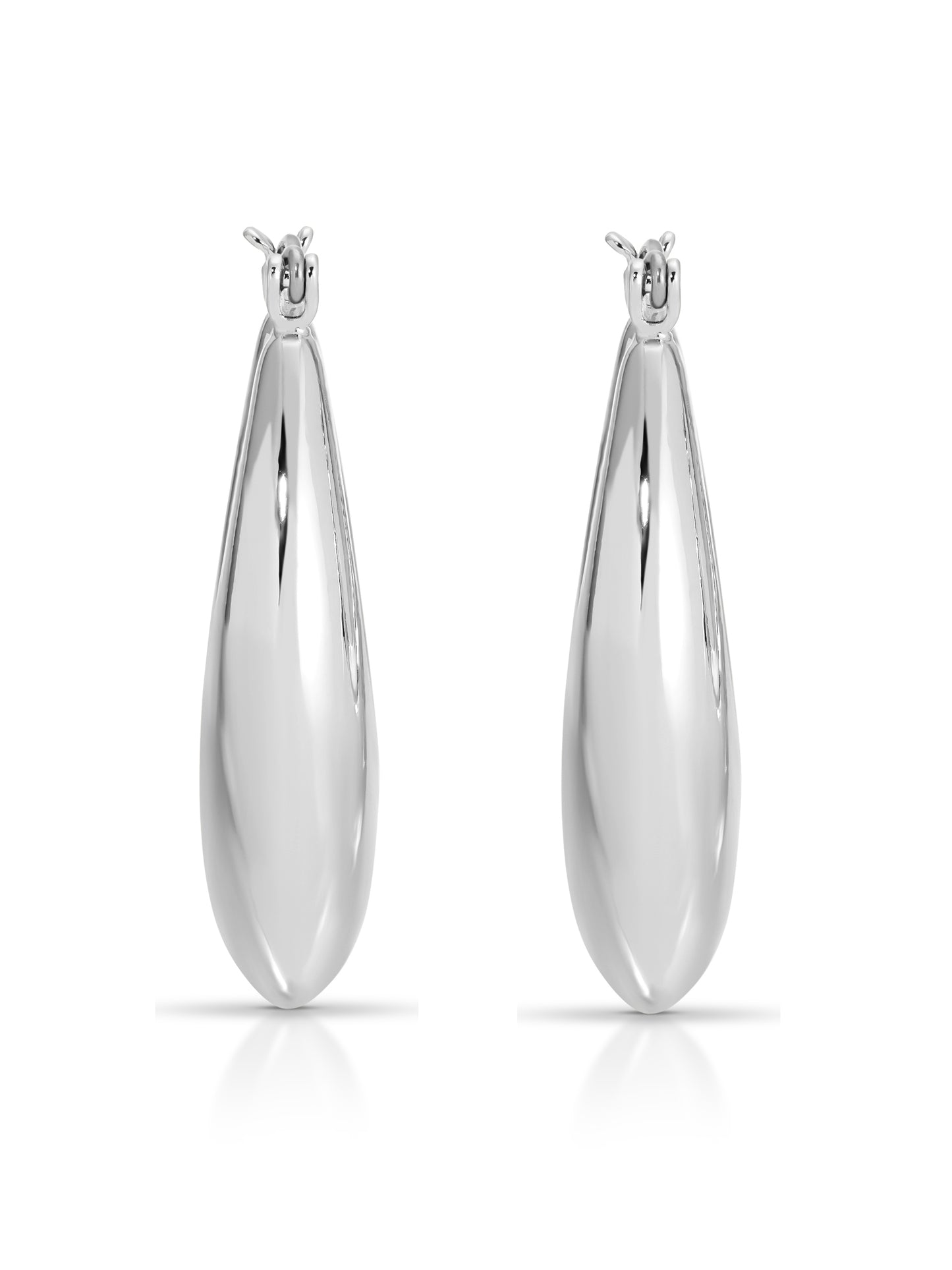 Open Teardrop Hoops Silver Plated 3