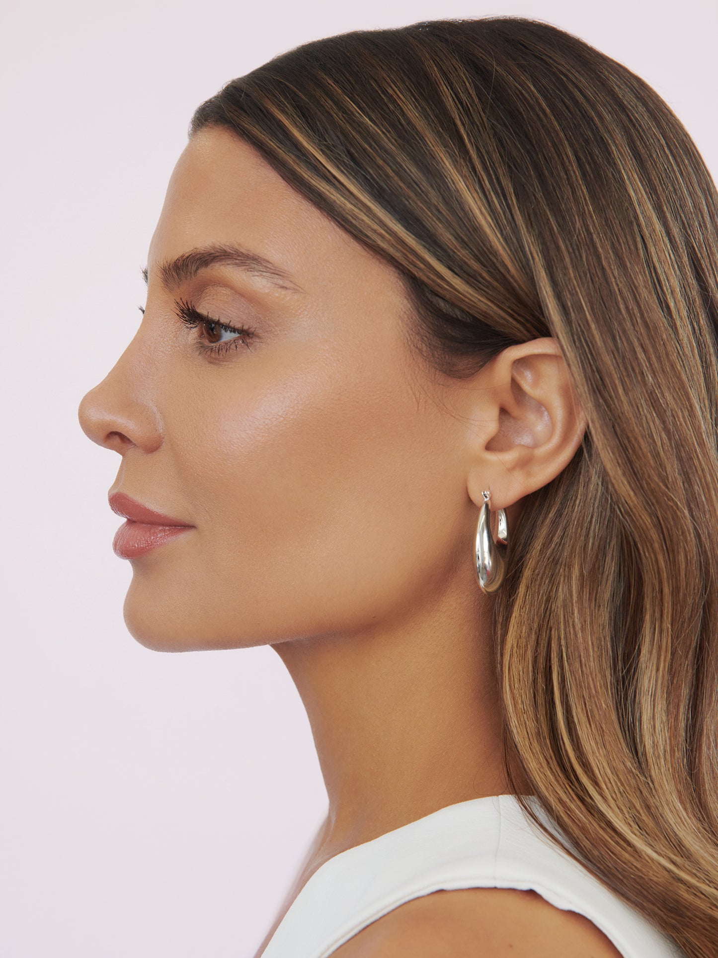 Open Teardrop Hoops Silver Plated model 2