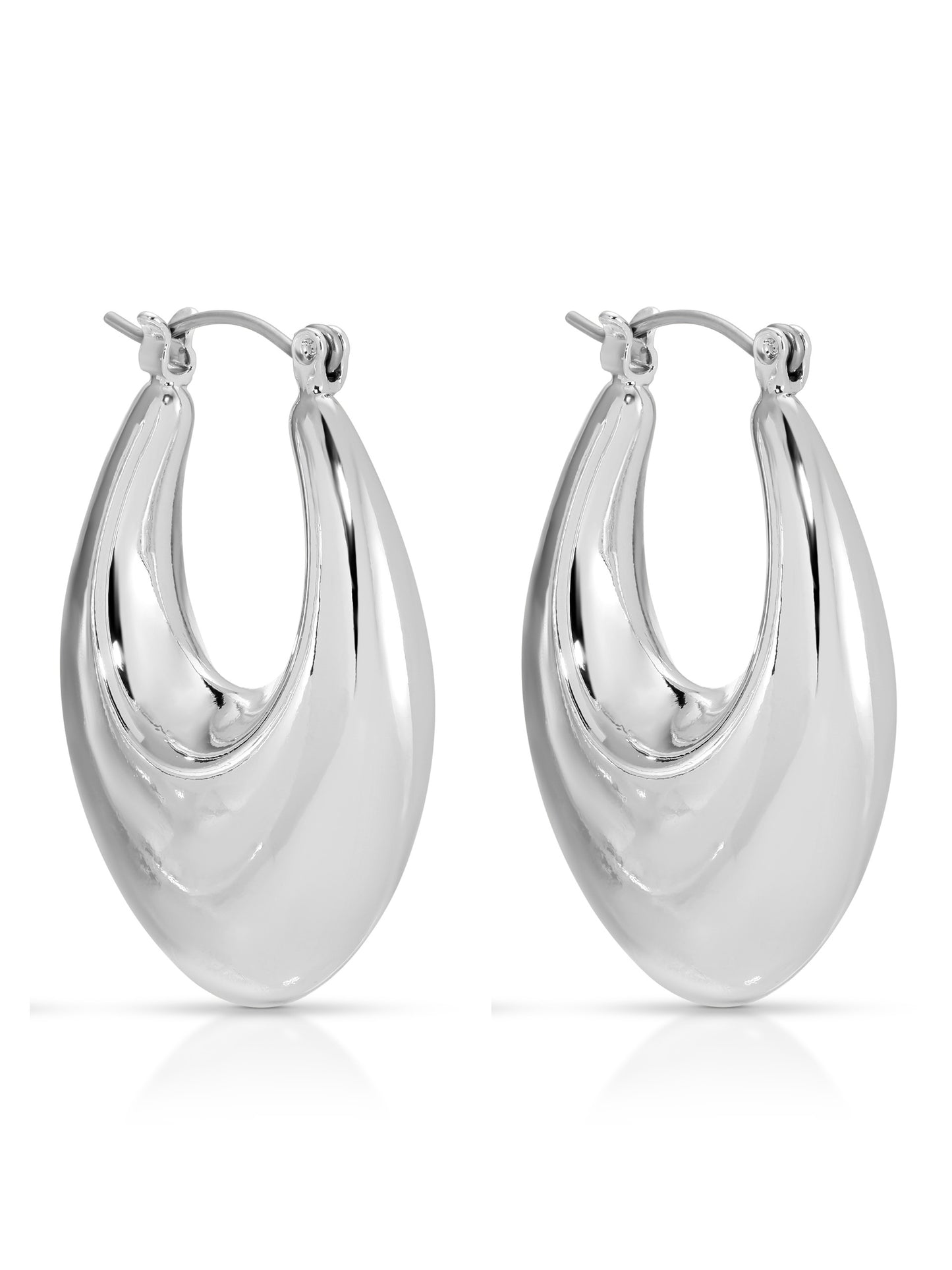 Open Teardrop Hoops Silver Plated 2