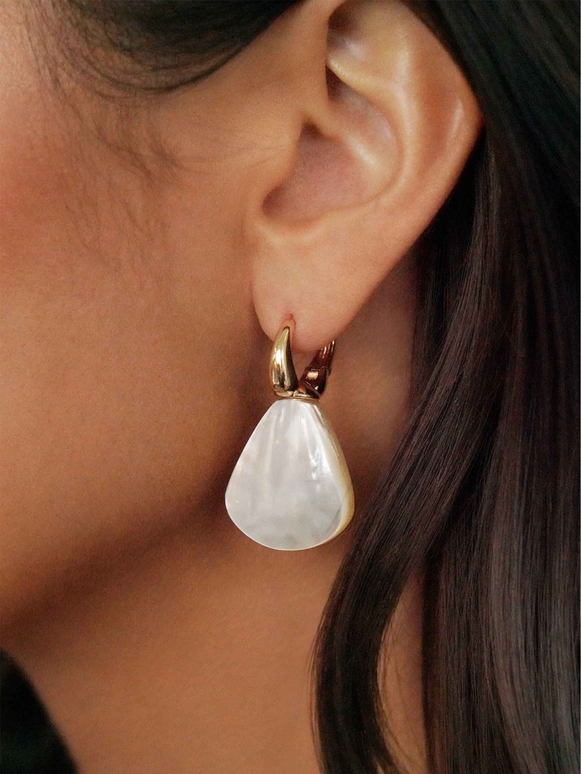 Sun-Kissed Pearl Earrings on model