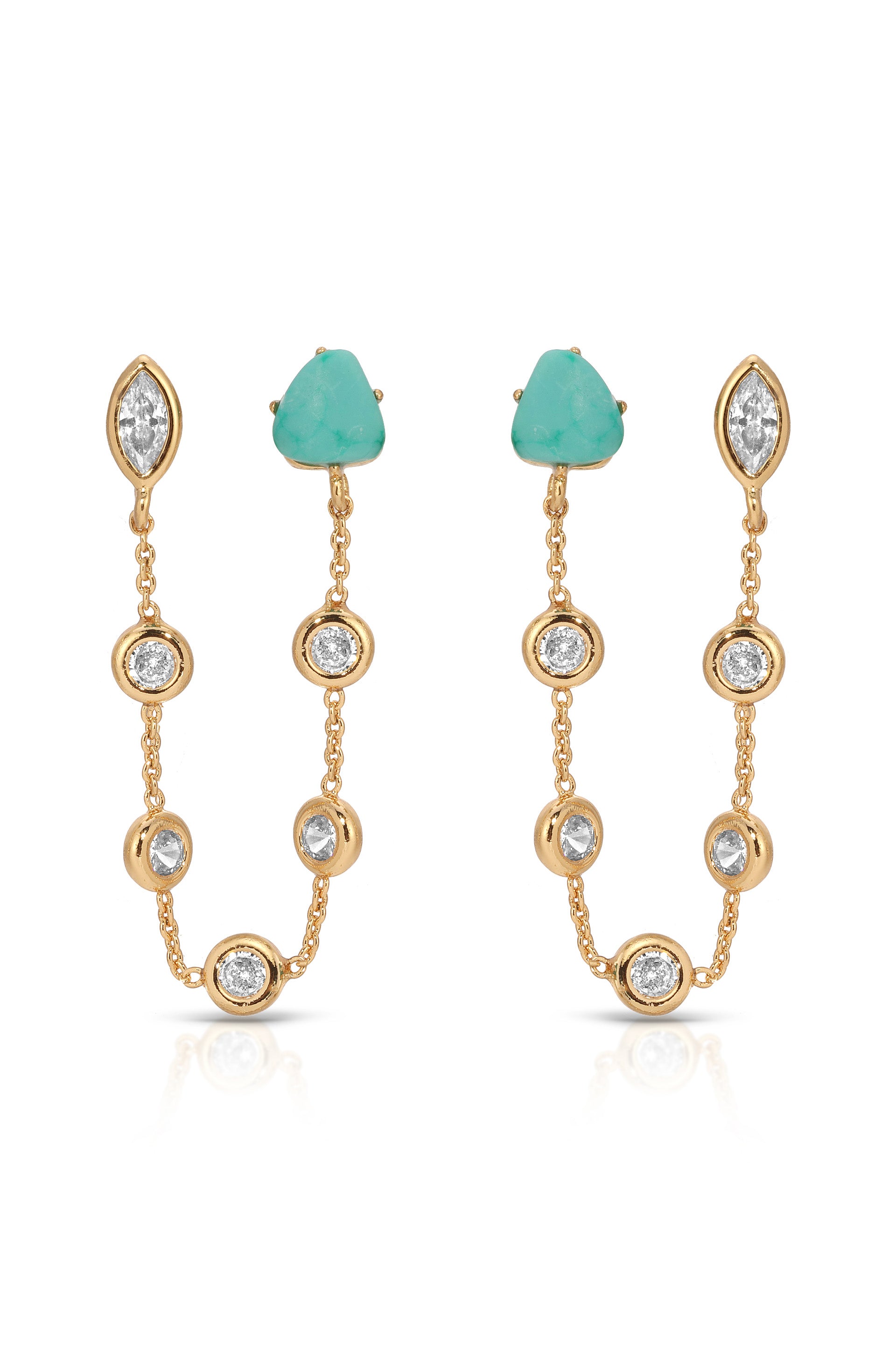 Double Piercing Turquoise Earrings