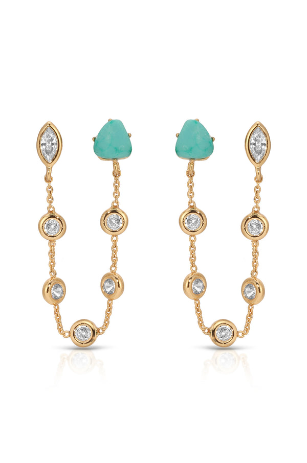 Double Piercing Turquoise Earrings