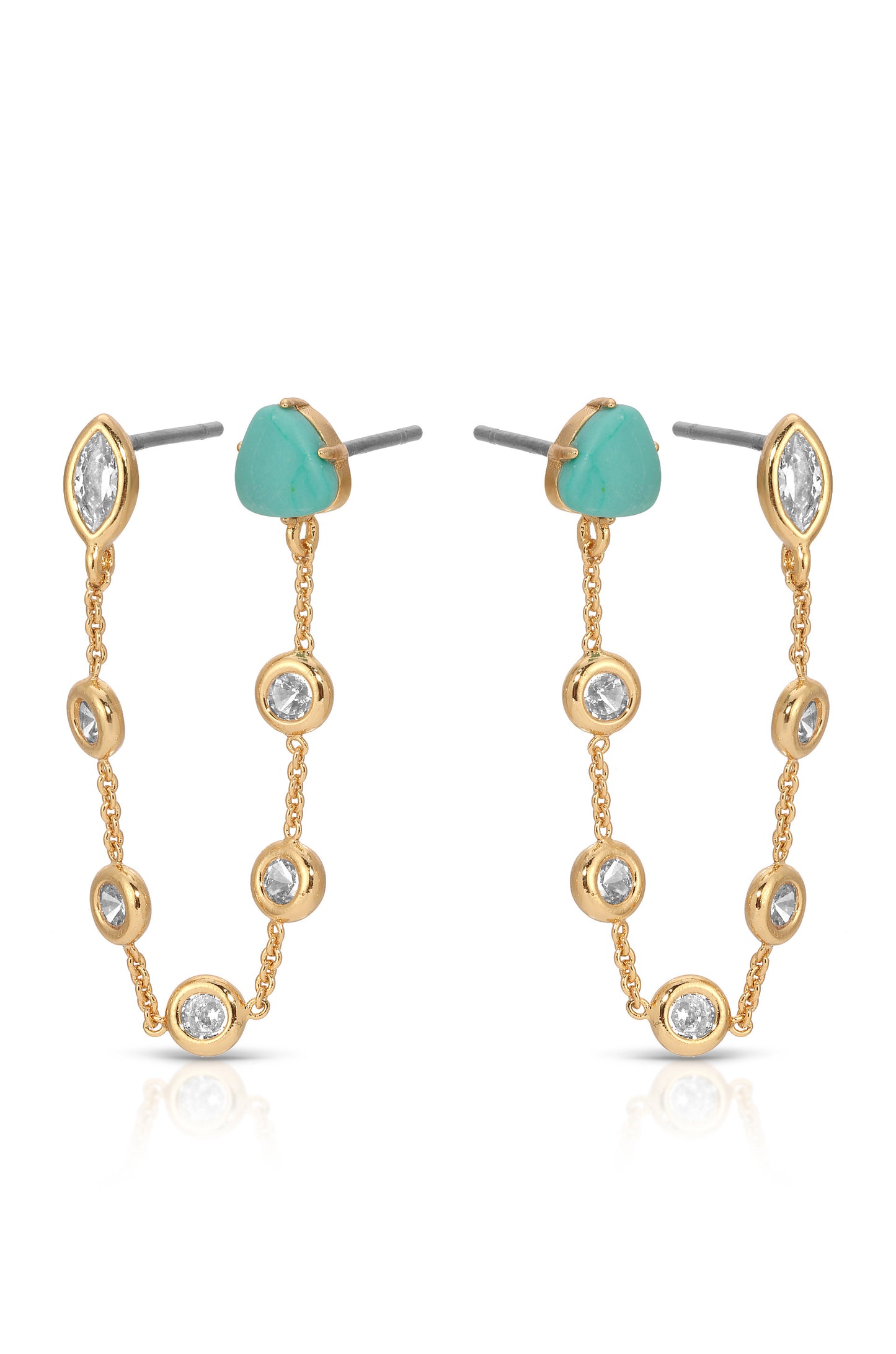 Double Piercing Turquoise Earrings side